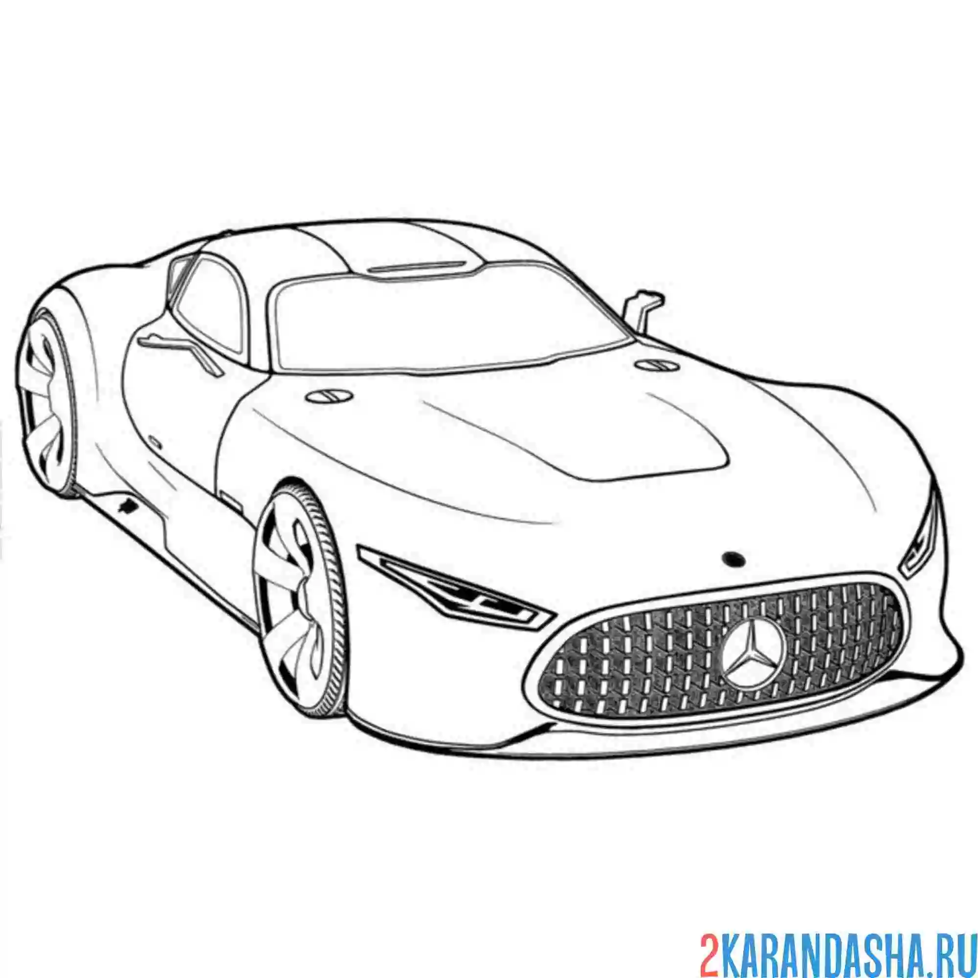 Раскраска гоночная машина мерседес amg