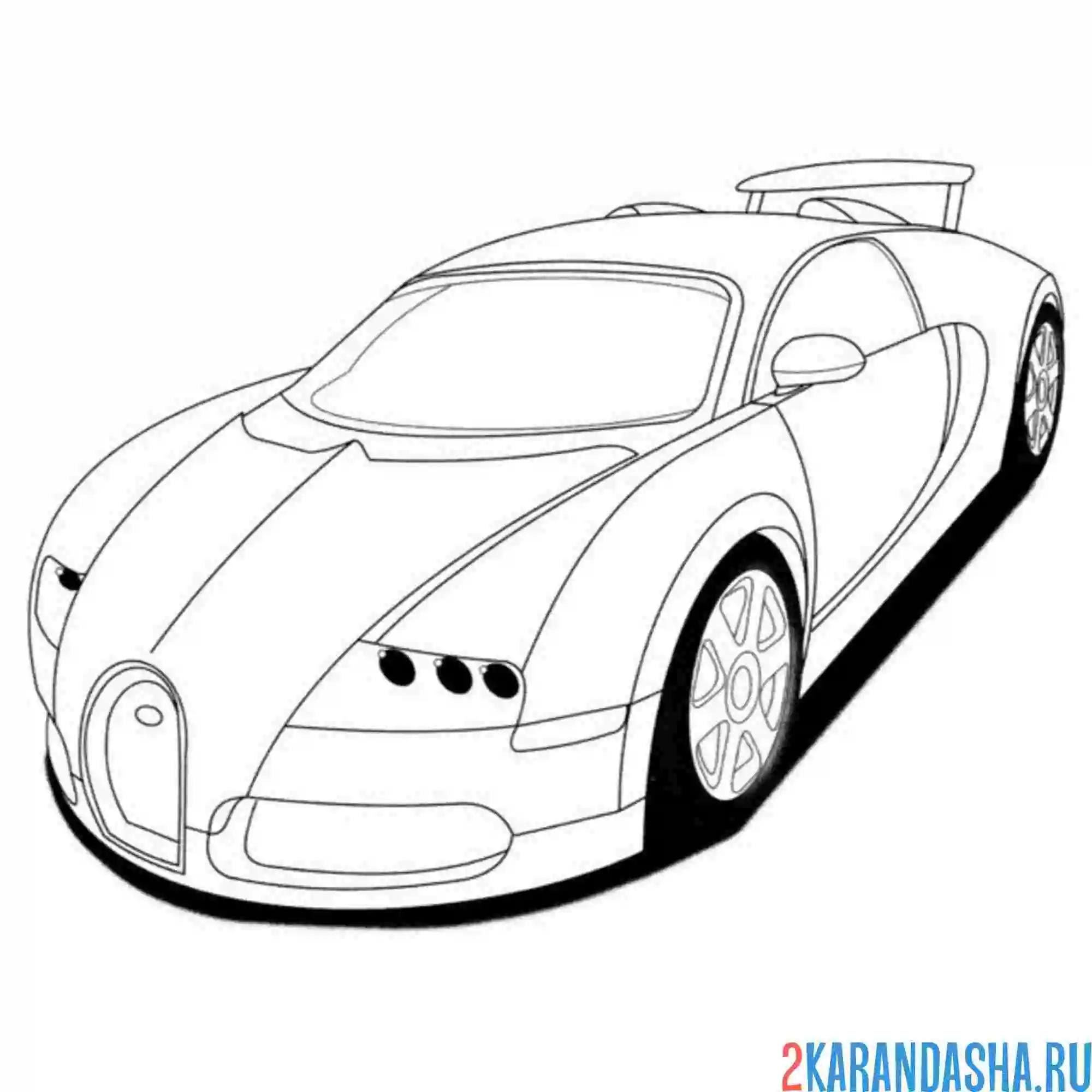 Раскраска гоночная машина бугатти вейрон