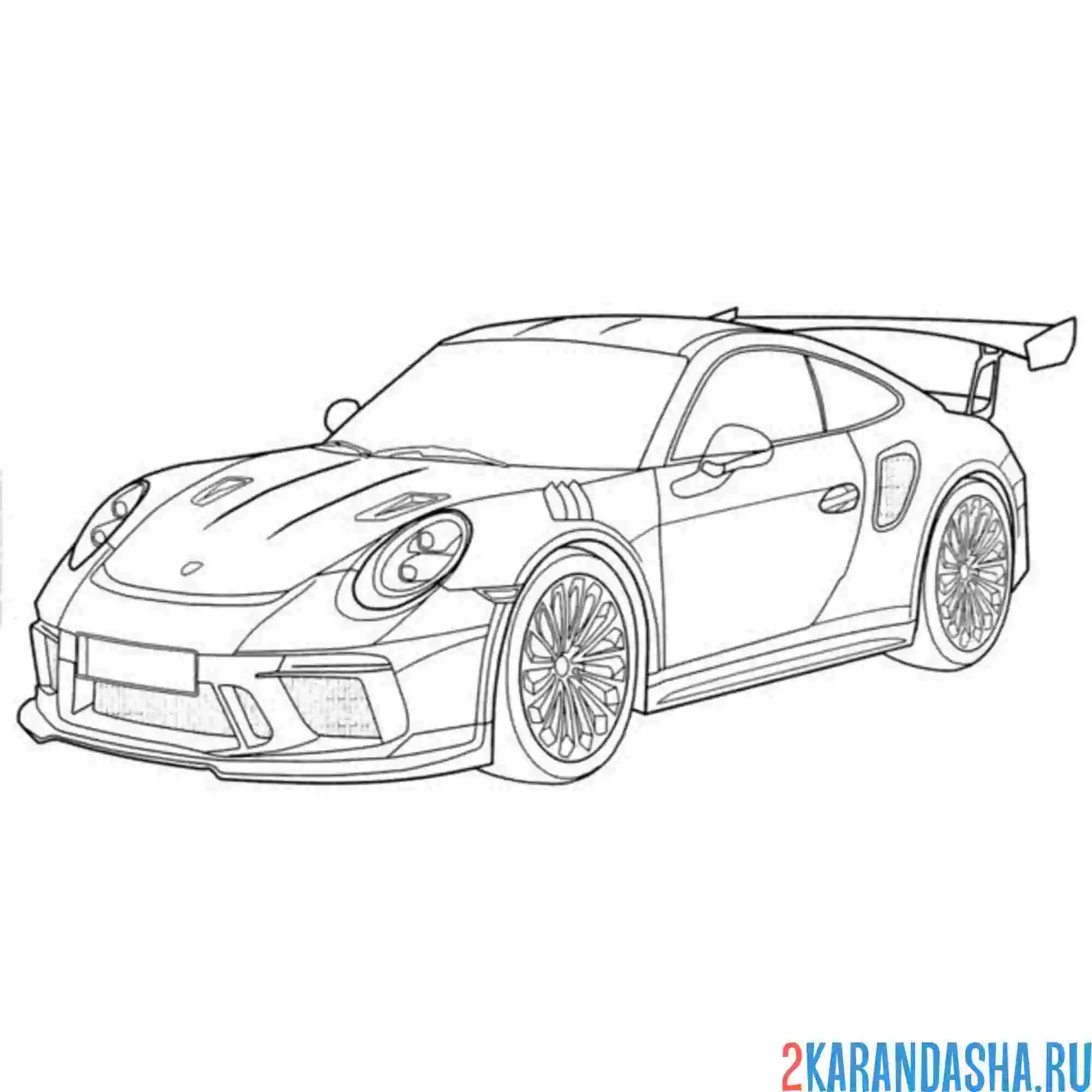 Раскраска гоночная машина porsche 911 gt3