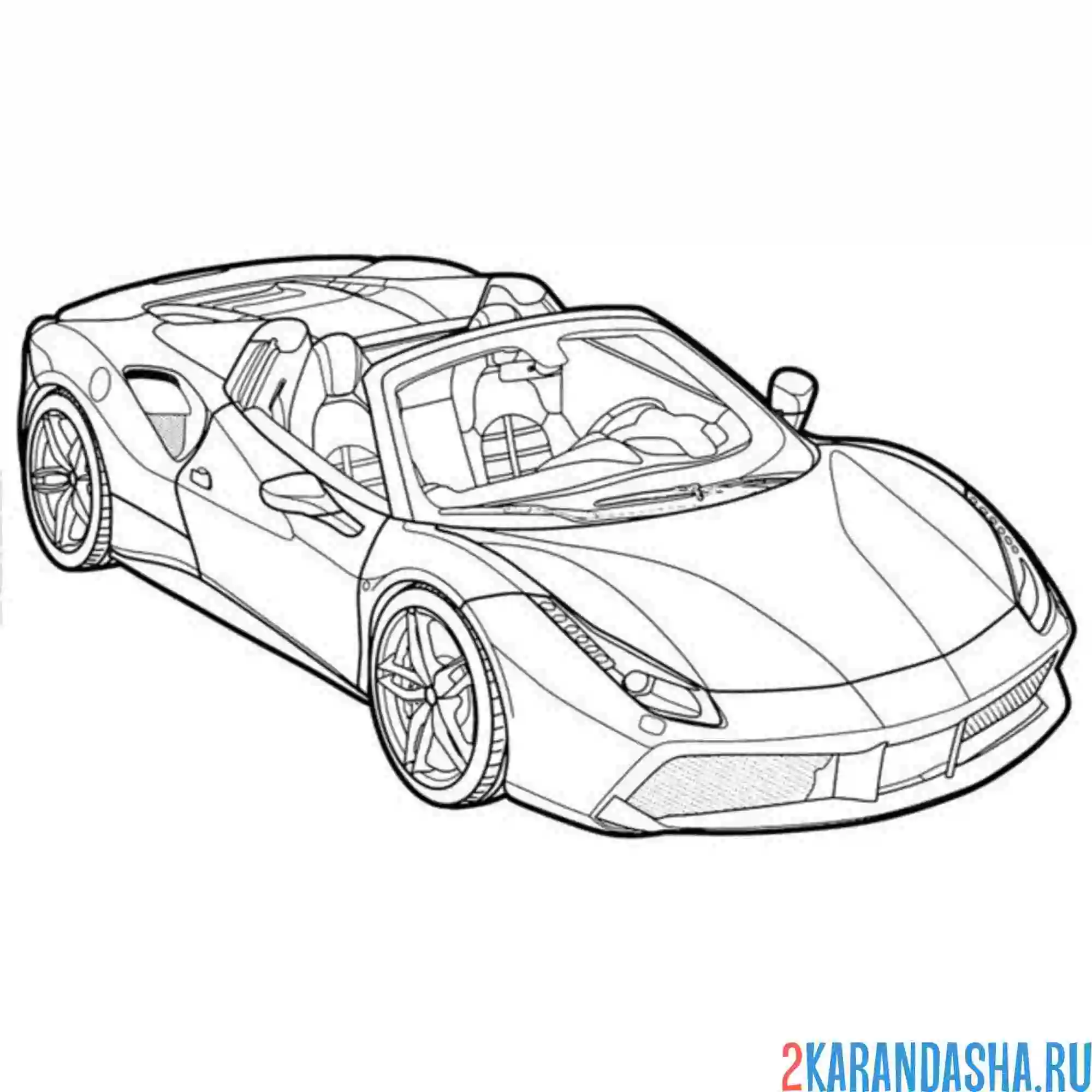 Раскраска гоночная машина кабриолет