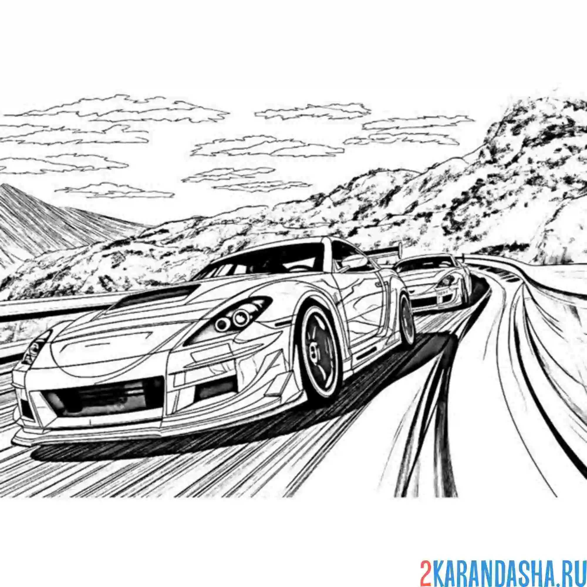 Раскраска гонки гоночных машин