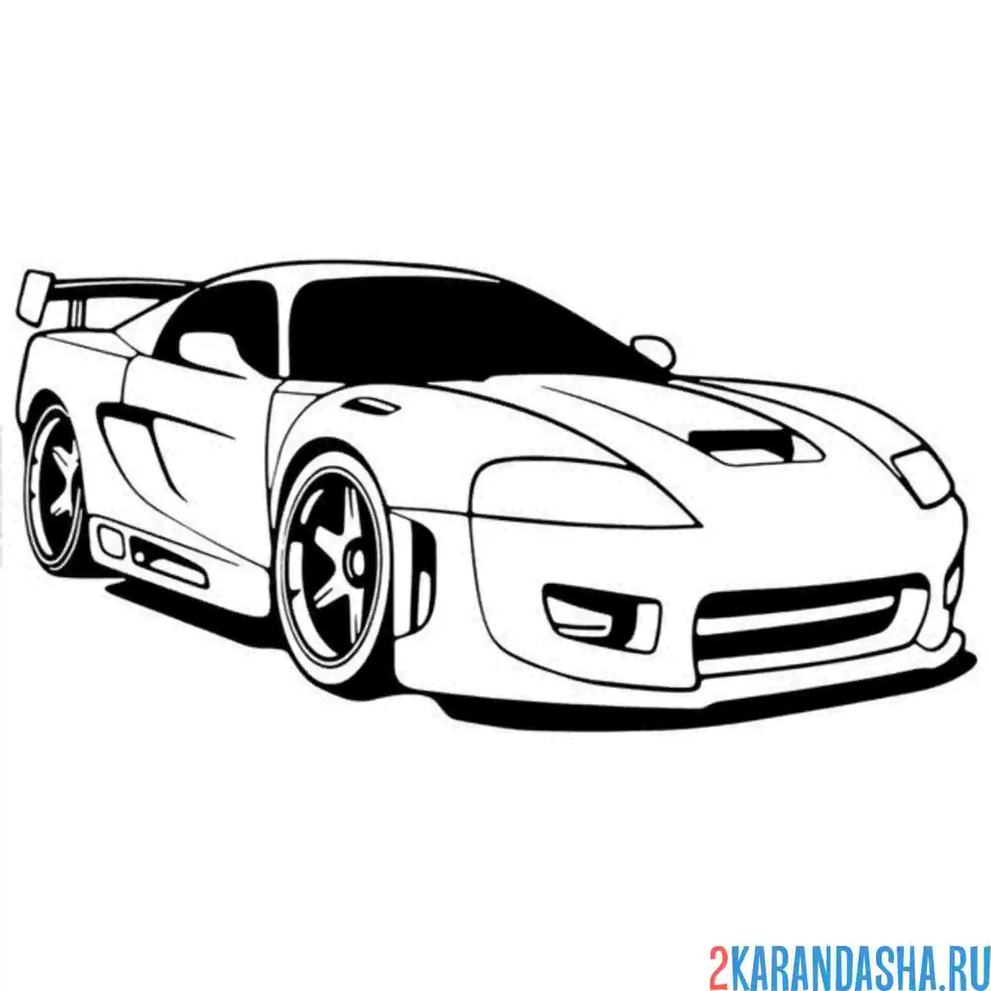 Раскраска тонированная гоночная машина