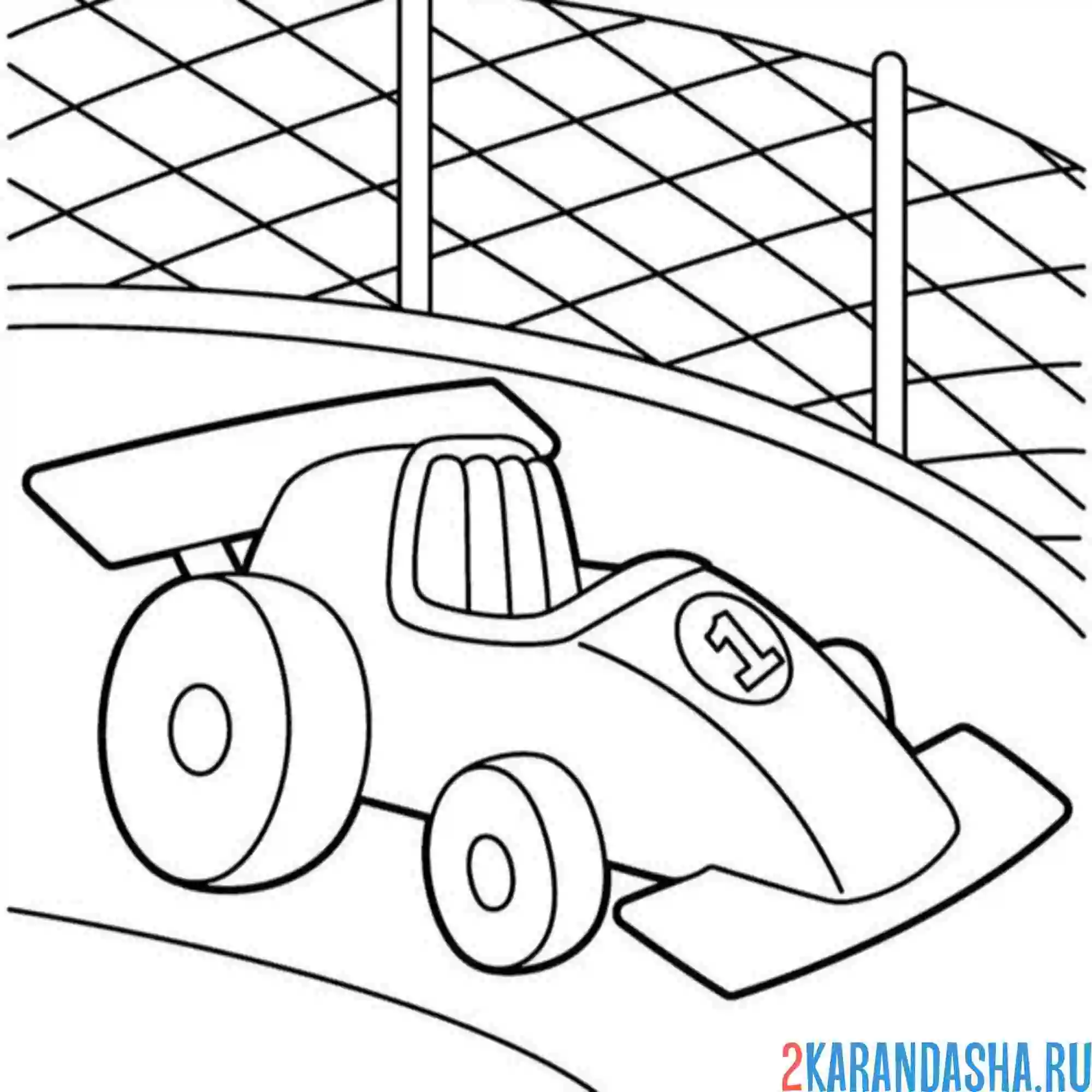 Раскраска рисованная гоночная машинка