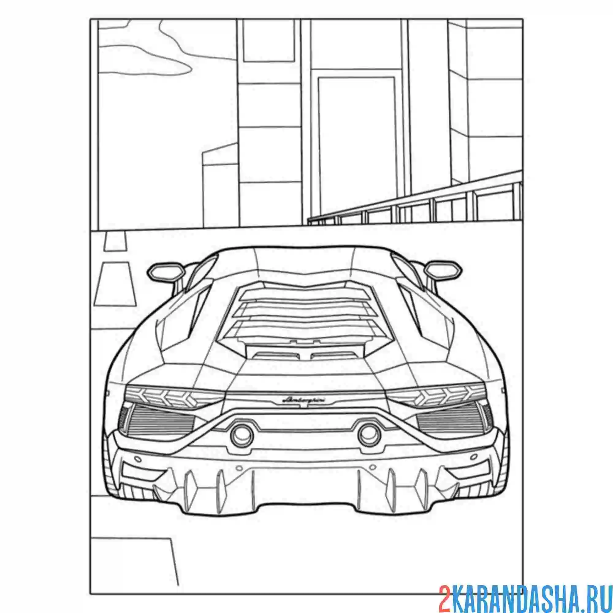 Раскраска мощная машина ламборгини