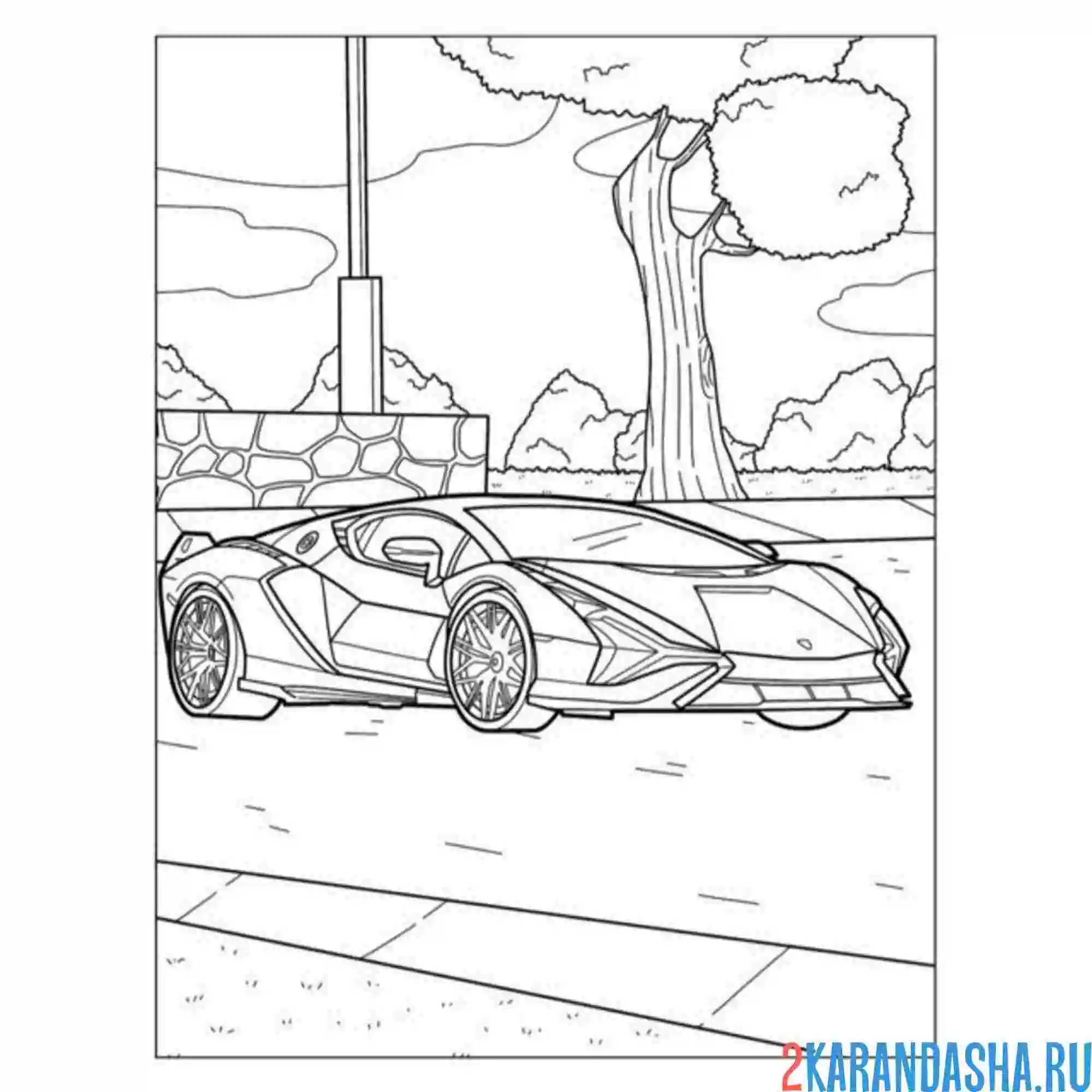 Раскраска lamborghini aventador в городе