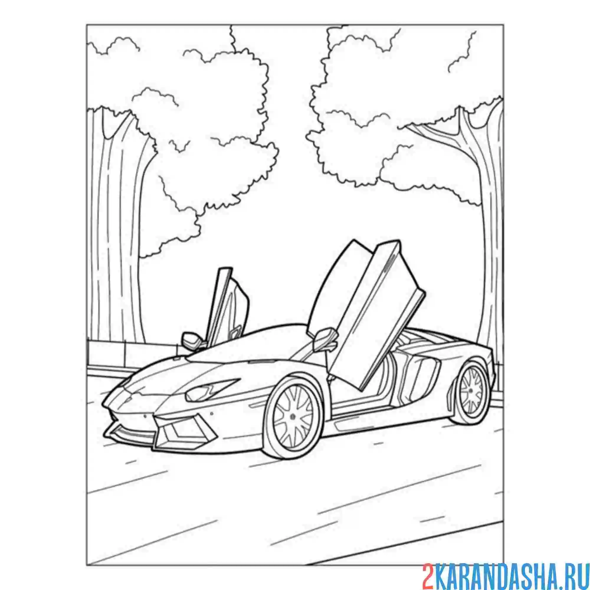 Раскраска ламборгини двери открытые