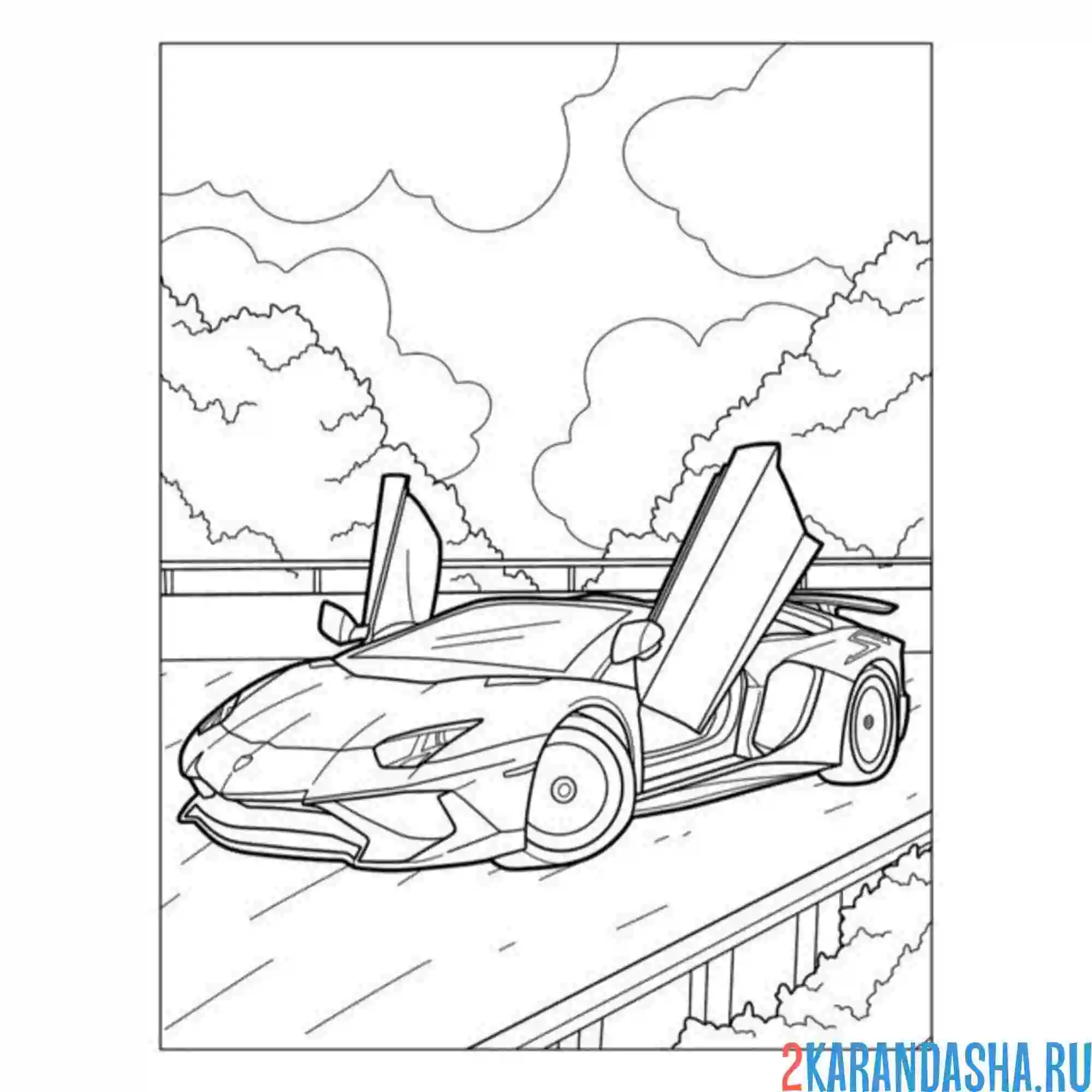 Раскраска быстрая тачка ламборгини