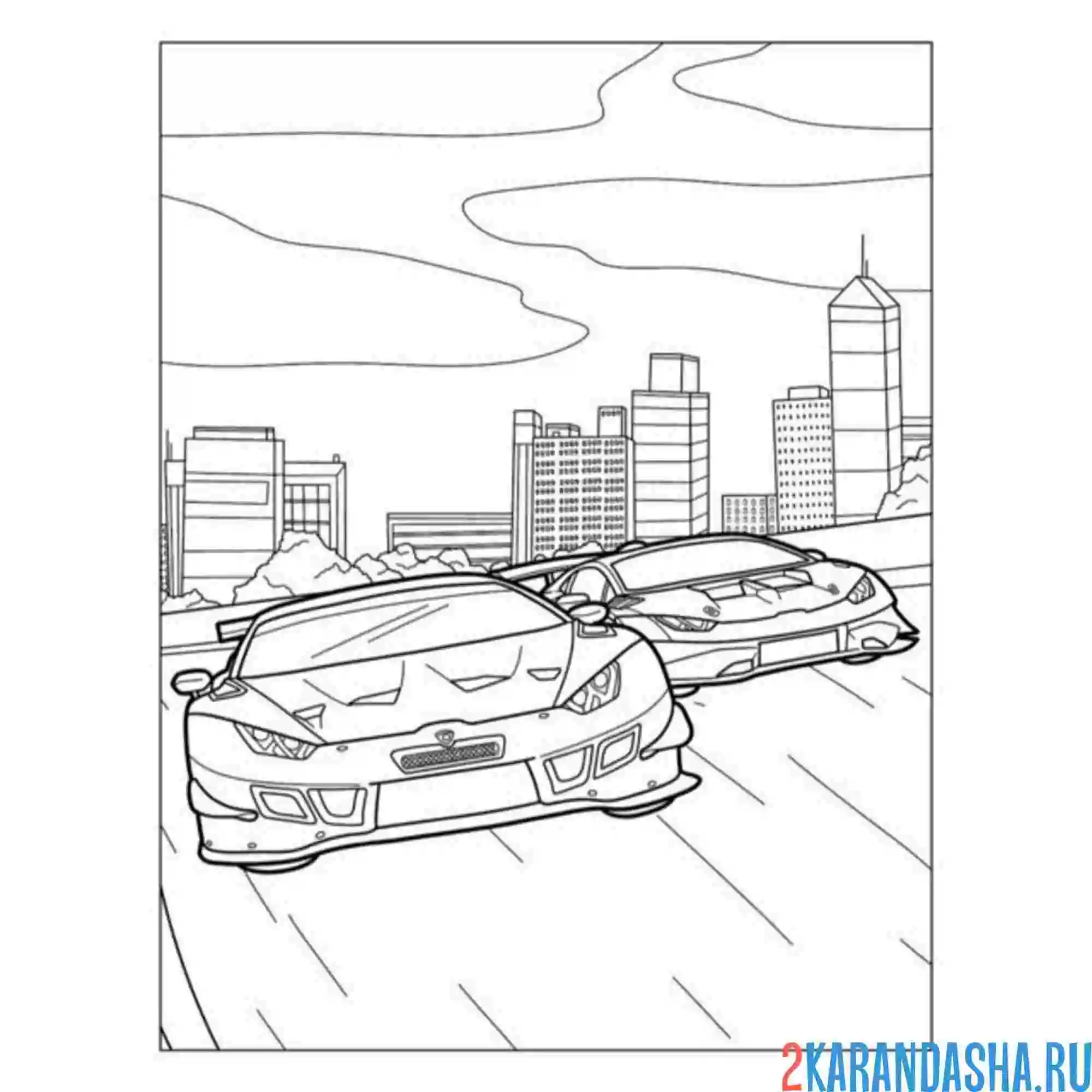 Раскраска две ламборгини
