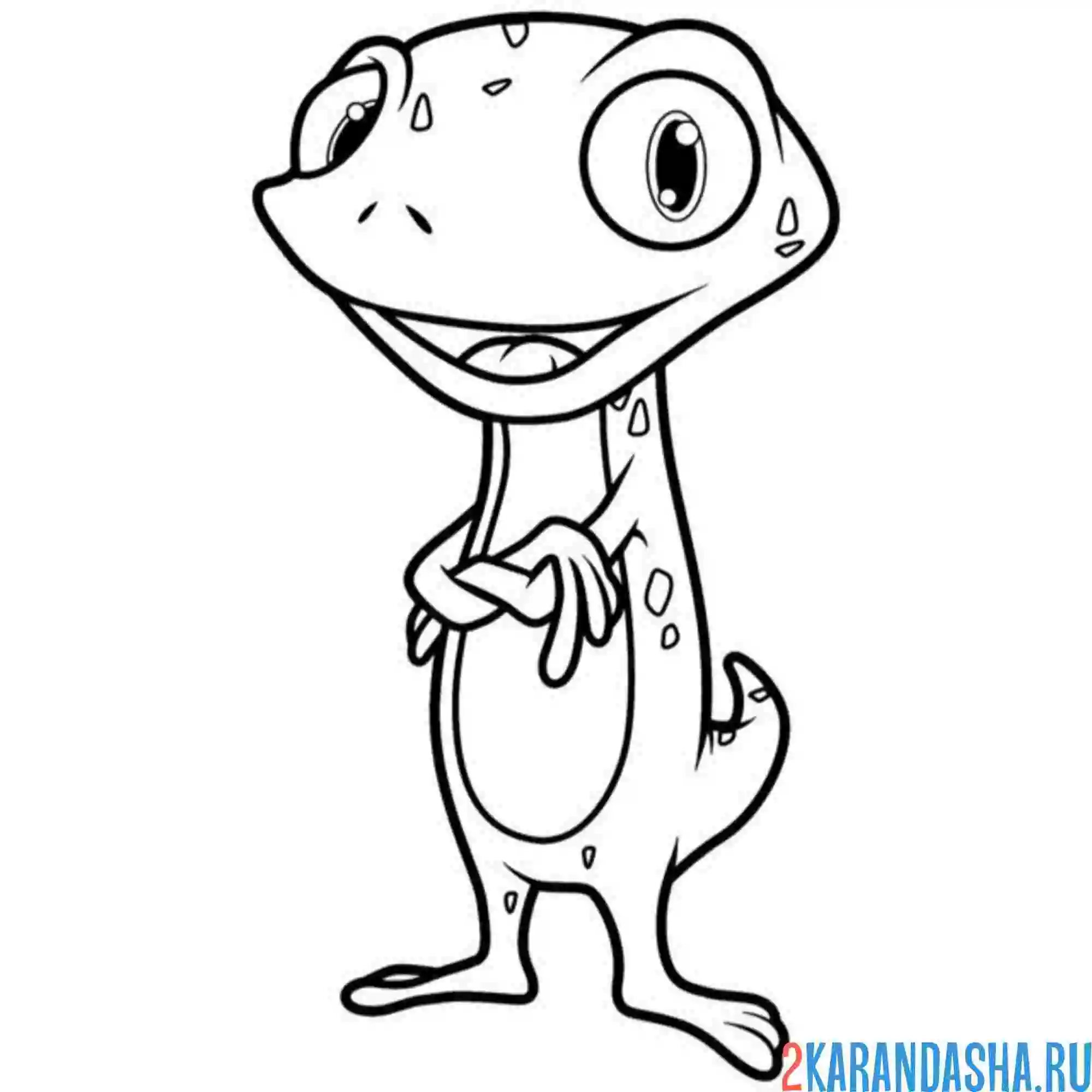 Раскраска ящерица стоит