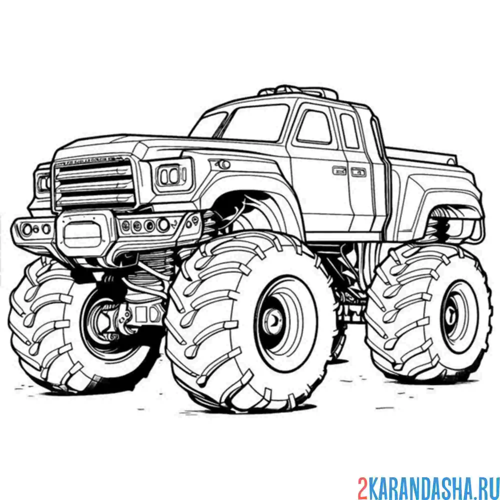 Раскраска большой монстр-трак