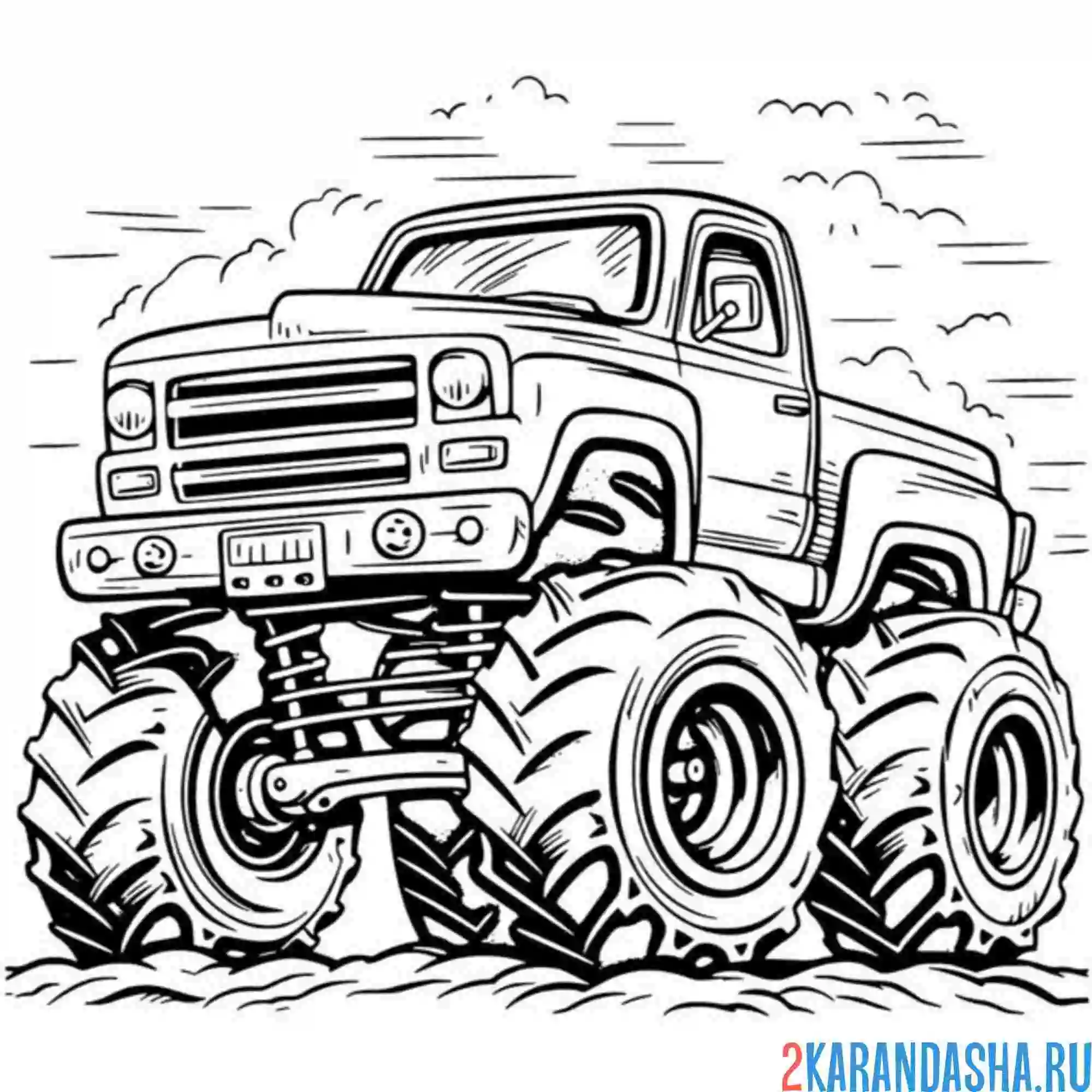 Раскраска монстр-трак старый пикап