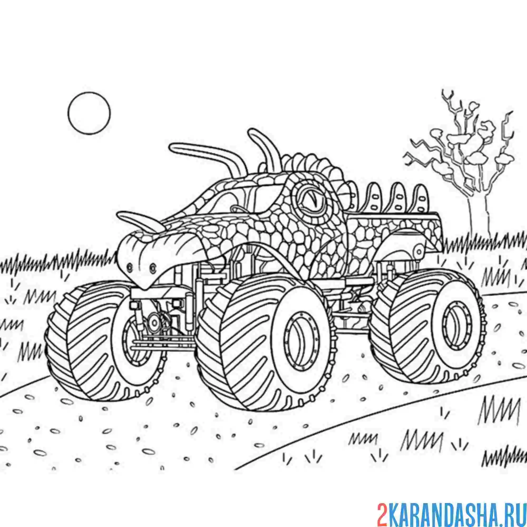 Раскраска монстр-трак динозавр
