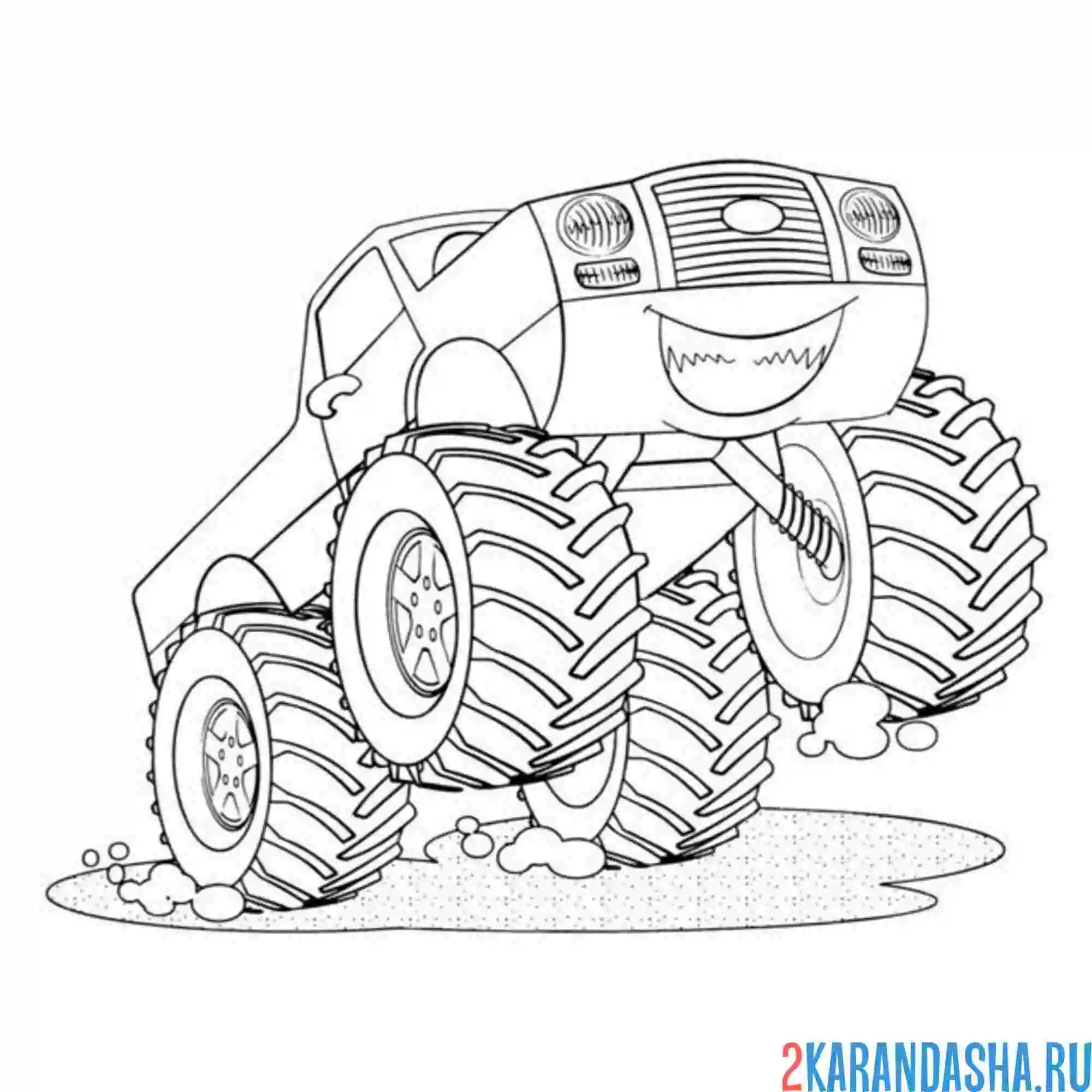 Раскраска монстр-трак улыбается