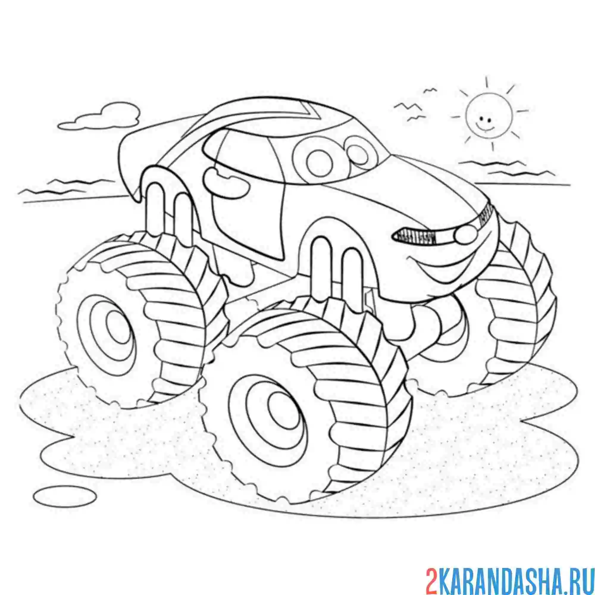 Раскраска монстр-трак персонаж мультика