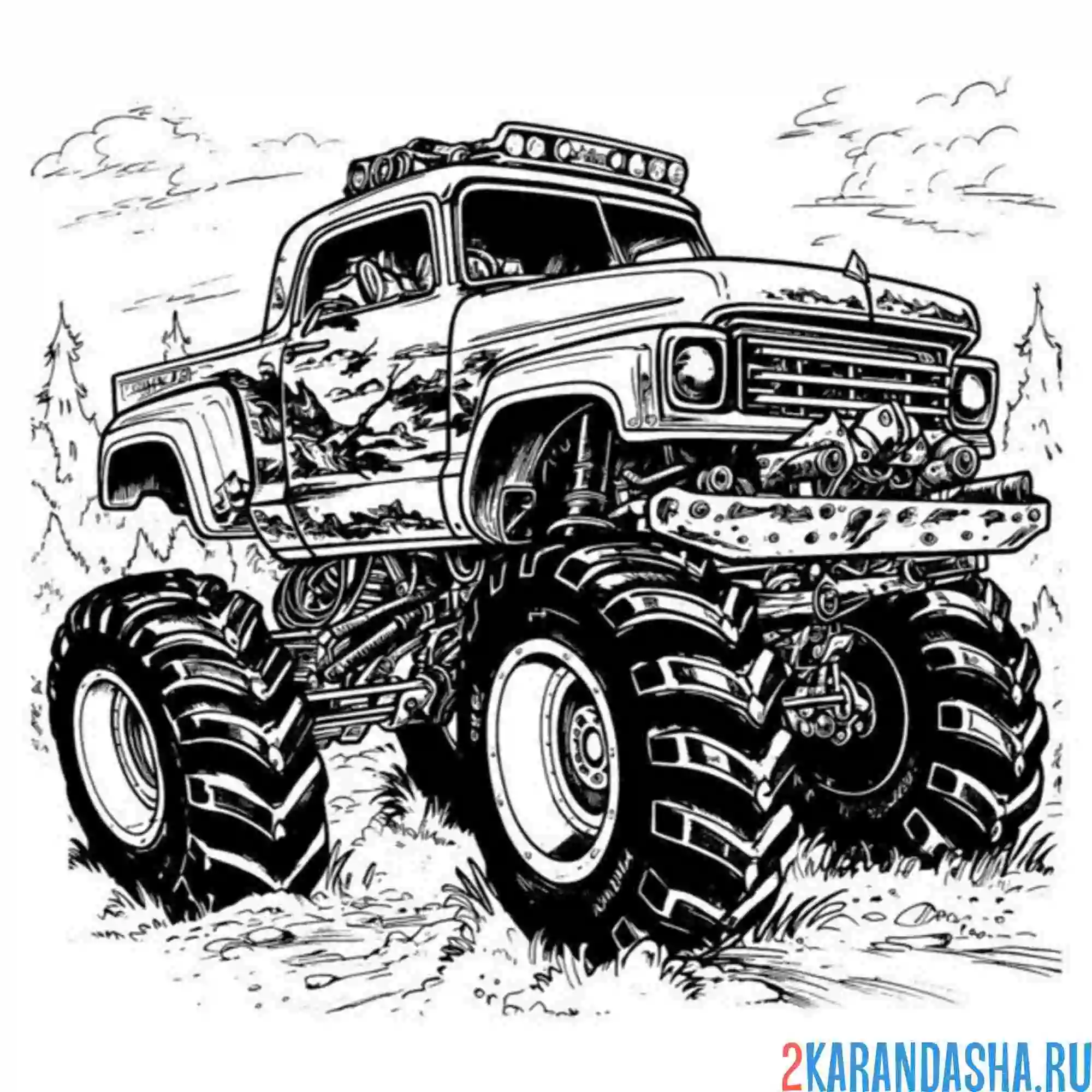 Раскраска монстр-трак лесной