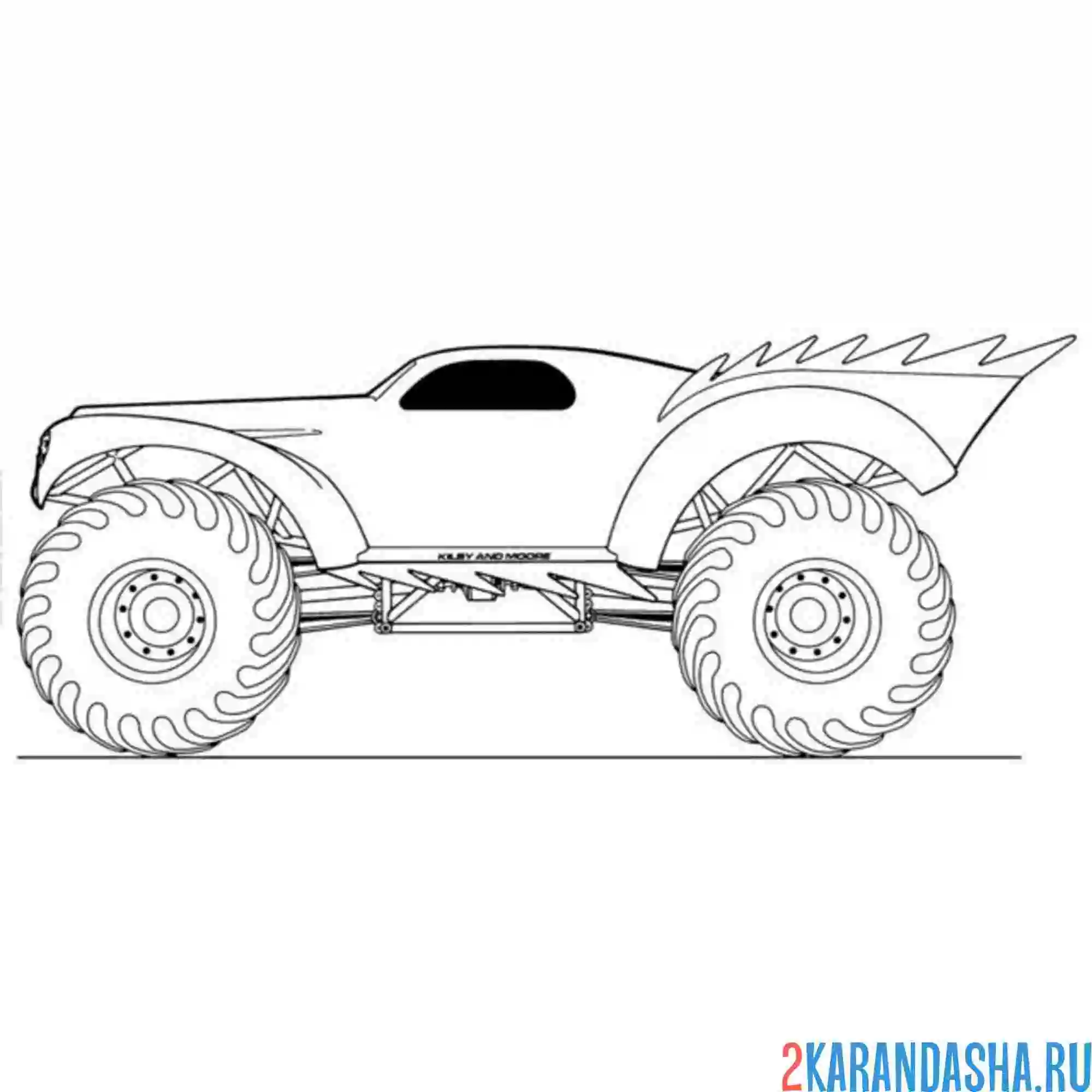 Раскраска монстр-трак вид сбоку