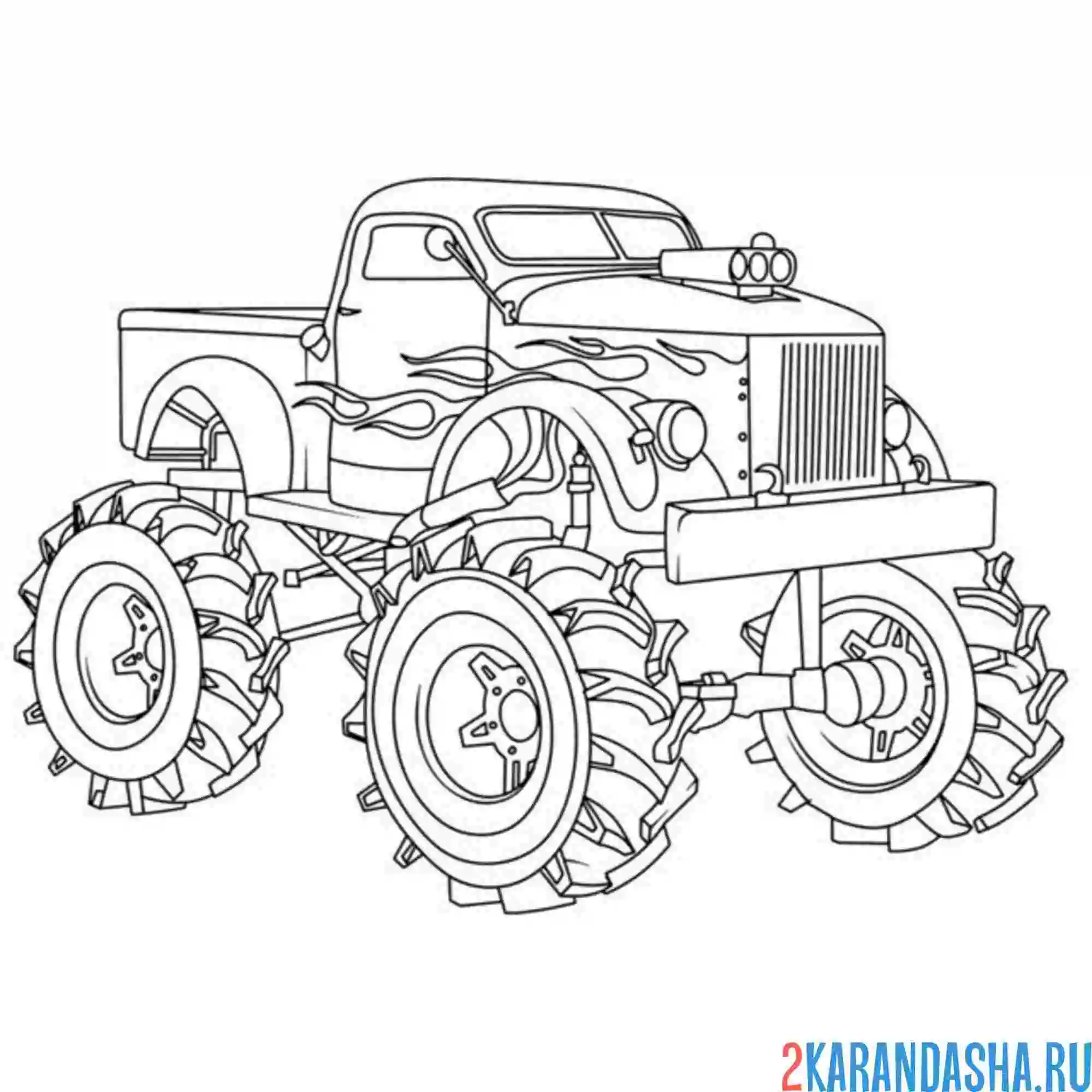 Раскраска старый пикап монстр-трак