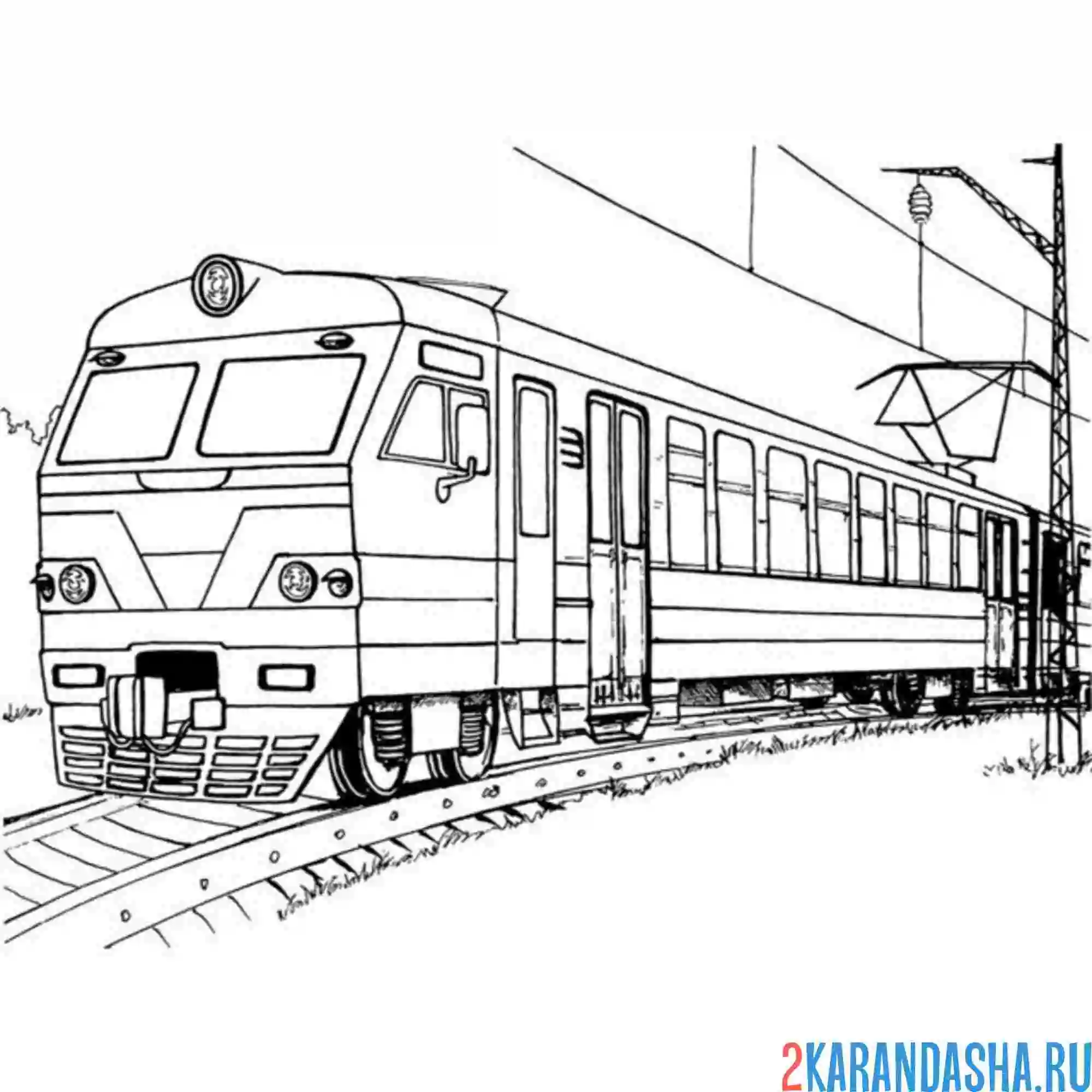 Раскраска транспорт электричка