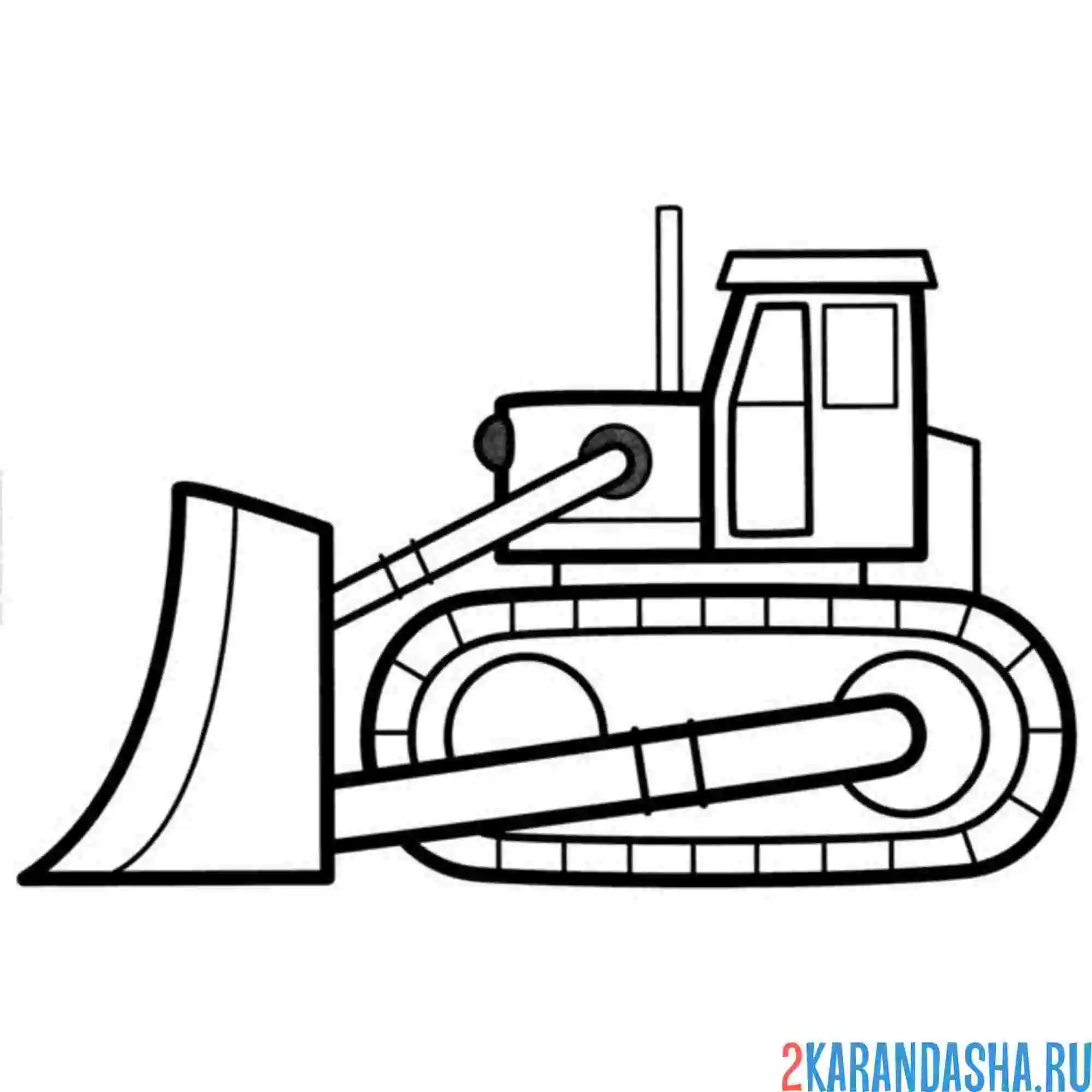 Раскраска транспорт бульдозер
