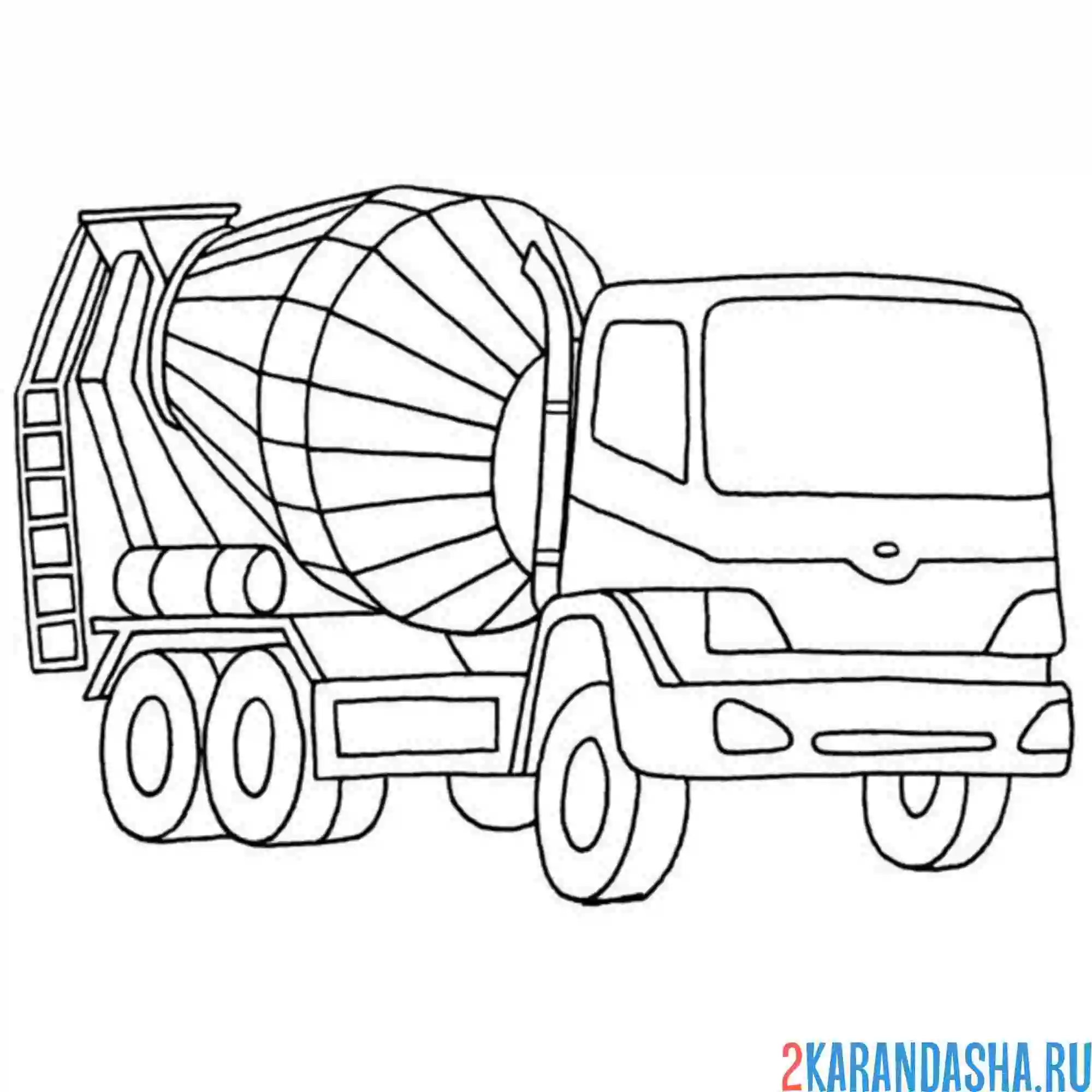 Раскраска транспорт бетономешалка