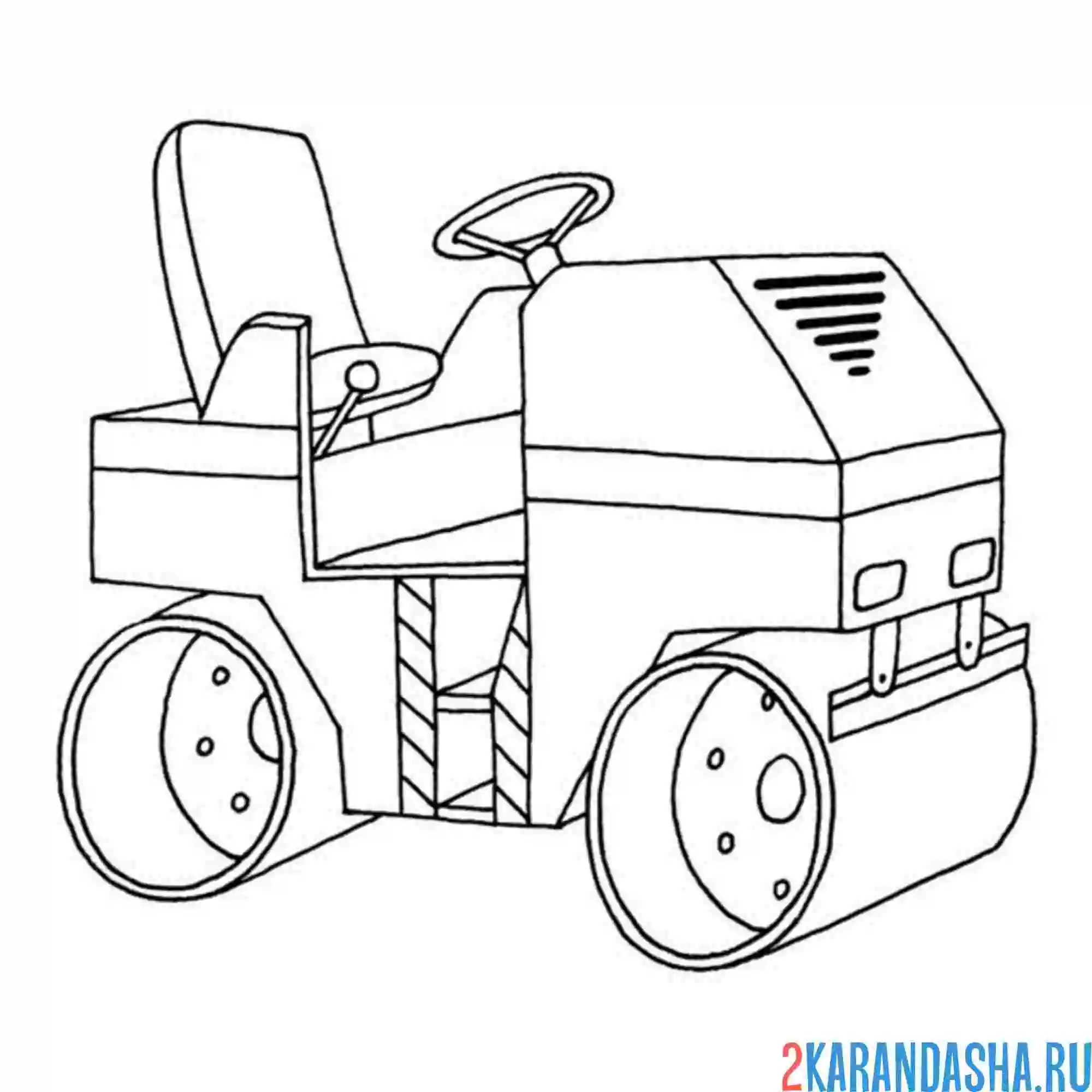 Раскраска дорожный каток