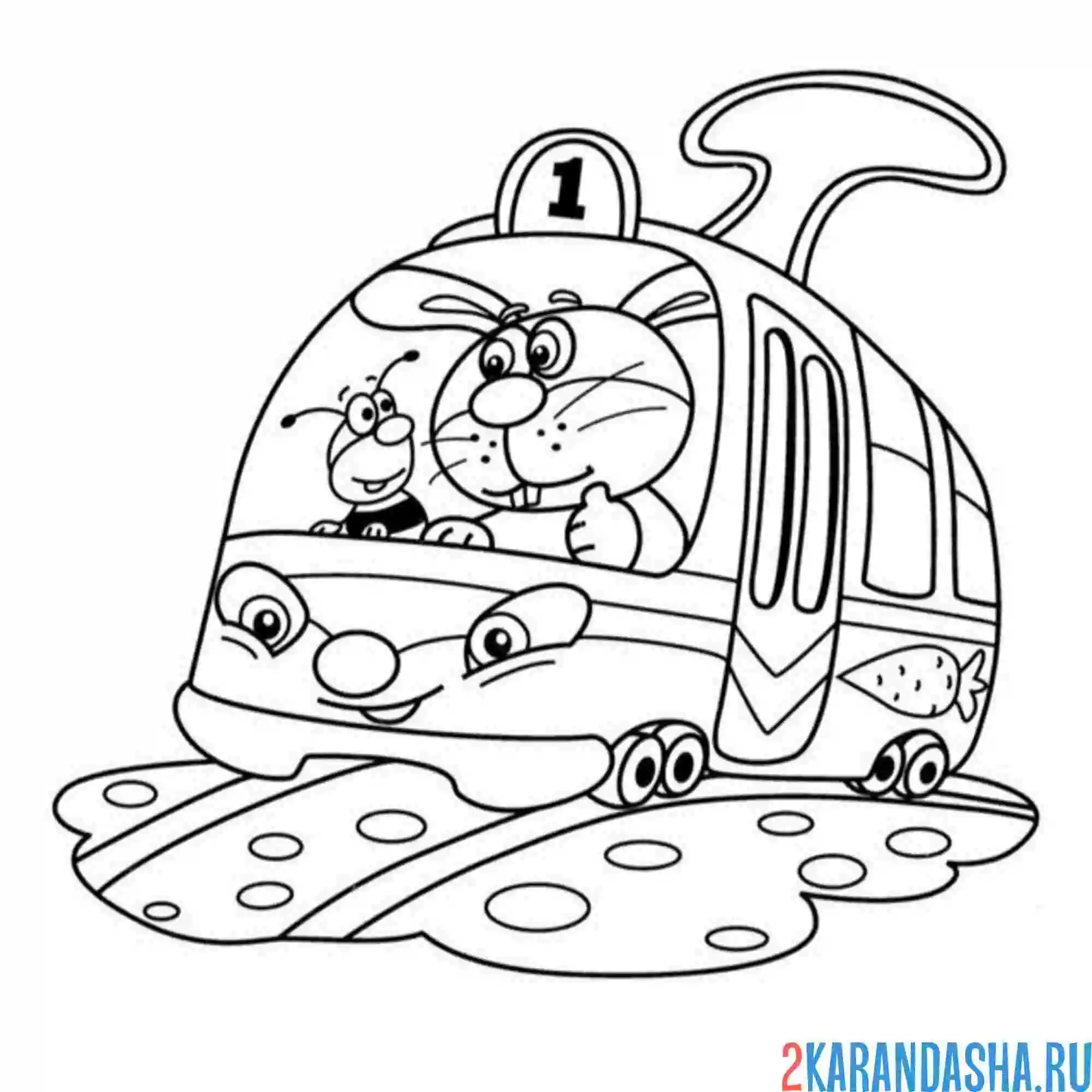 Раскраска общественный транспорт трамвай