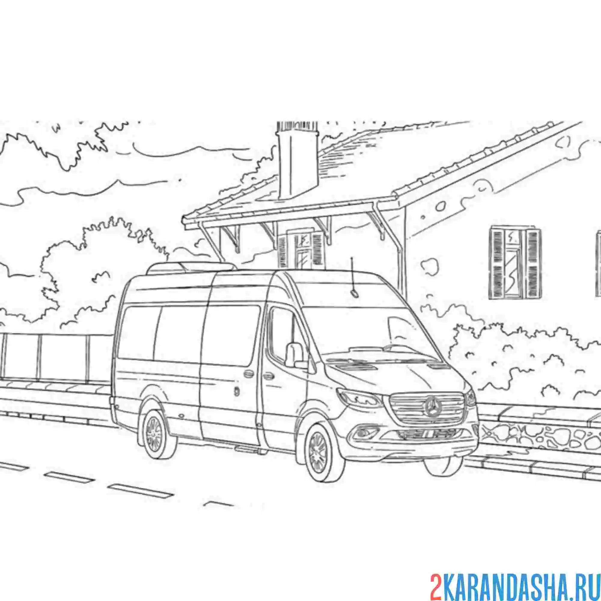 Раскраска маршрутка городской транспорт