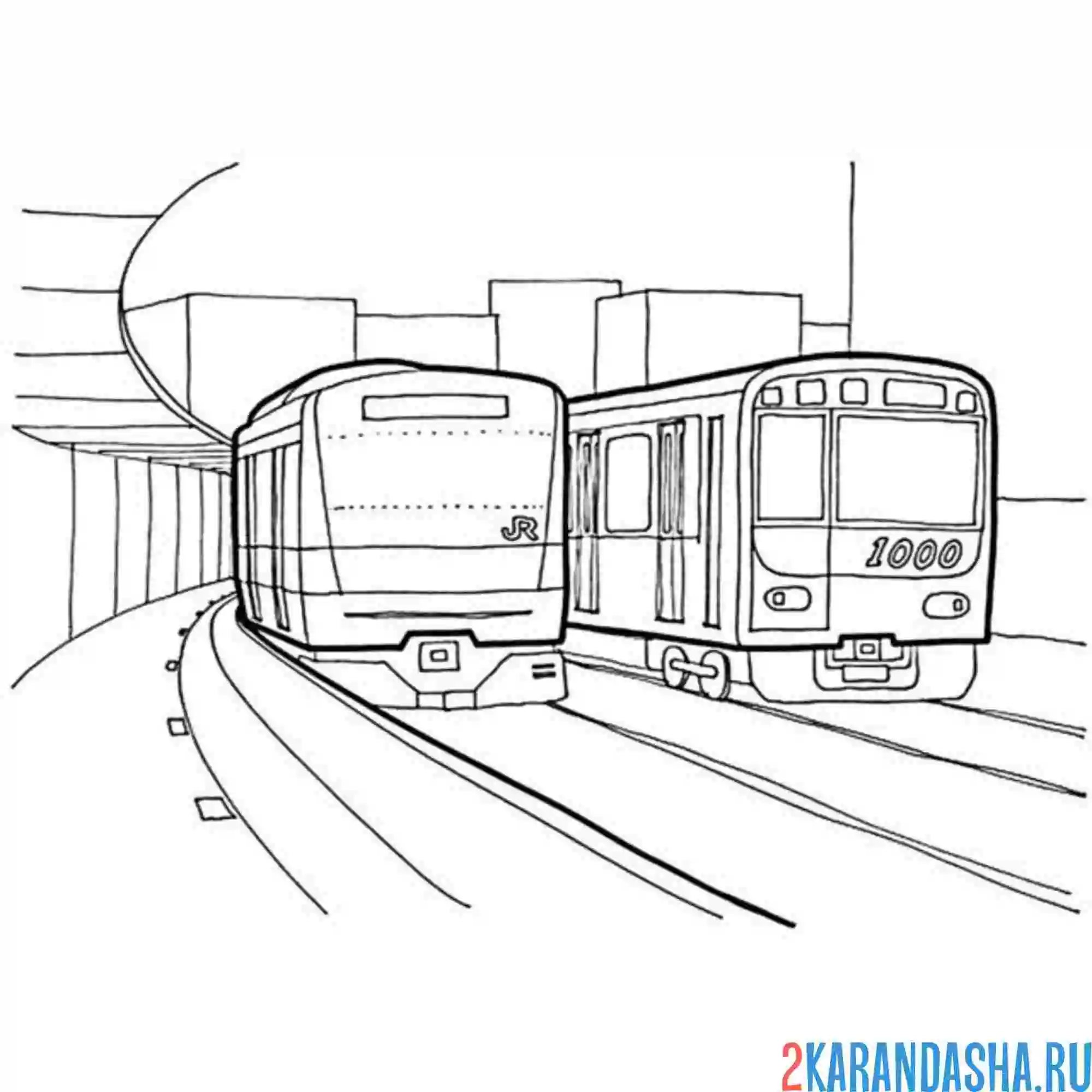 Раскраска два вагона метро