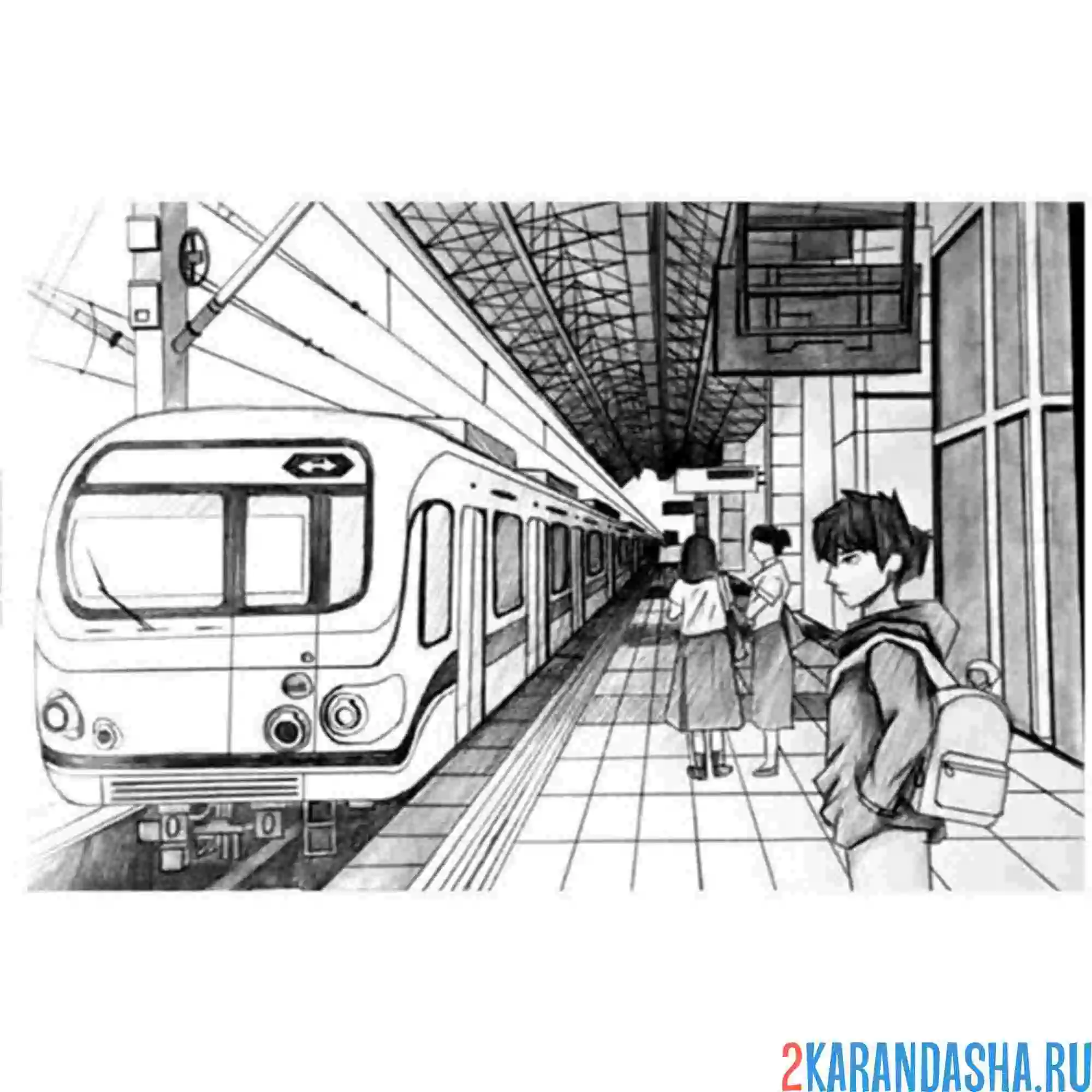 Раскраска станция метро япония