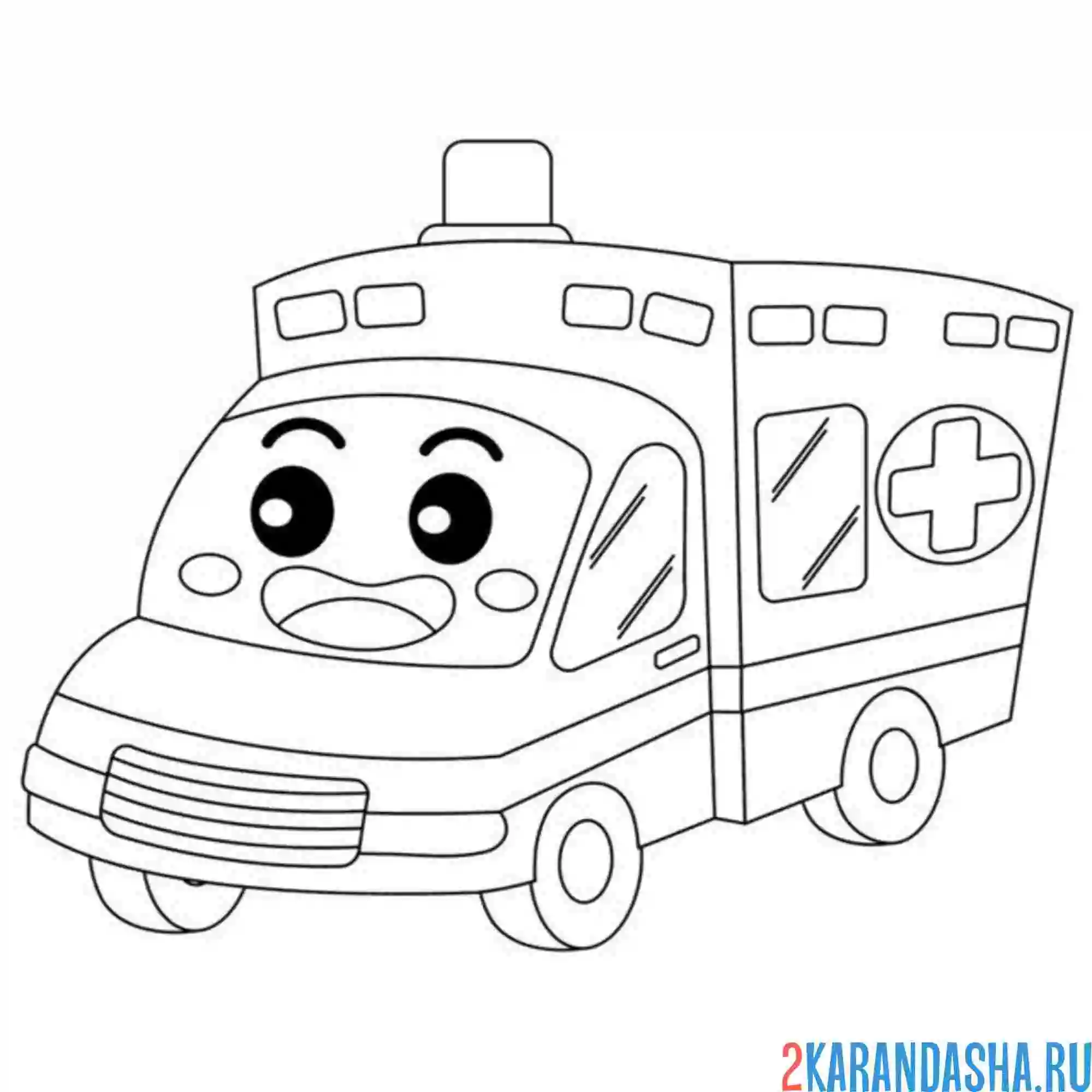 Раскраска машина скорая помощь