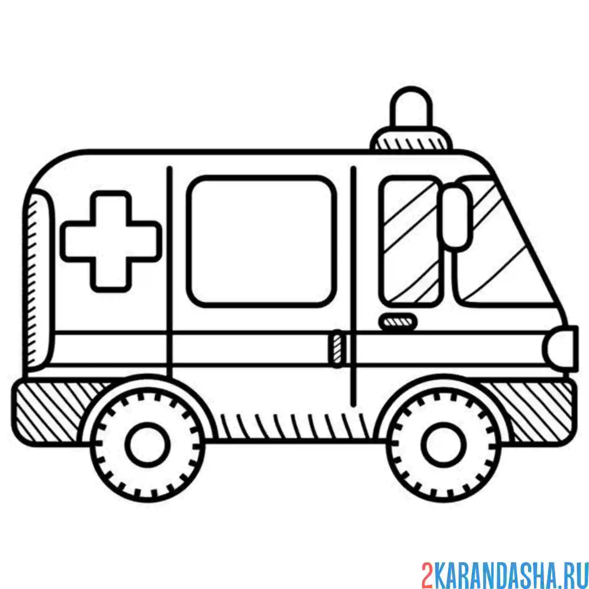 Раскраска мигалка на скорой помощи