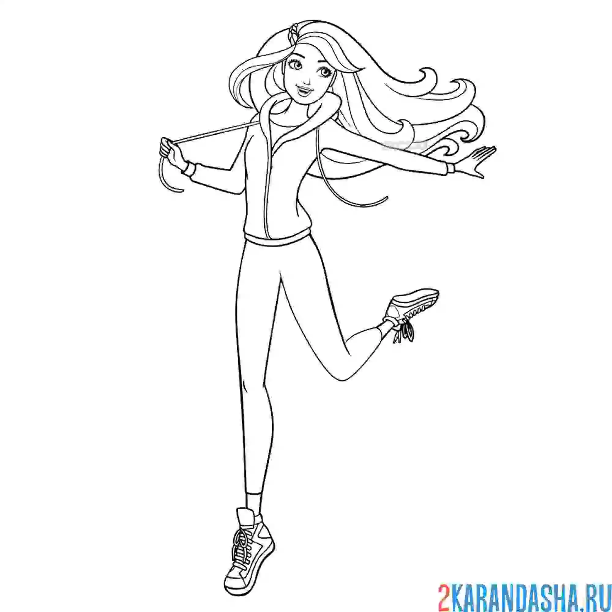 Раскраска барби красивая спортсменка