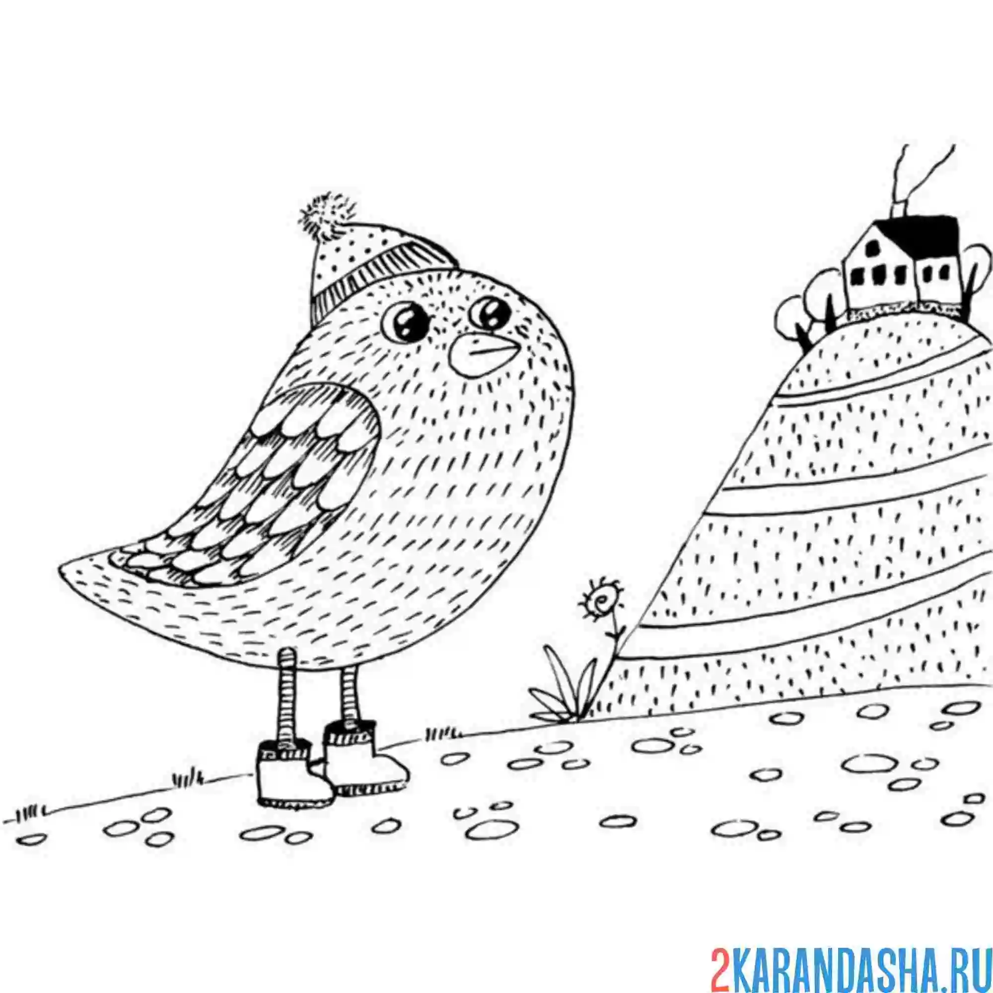 Раскраска воробей арт