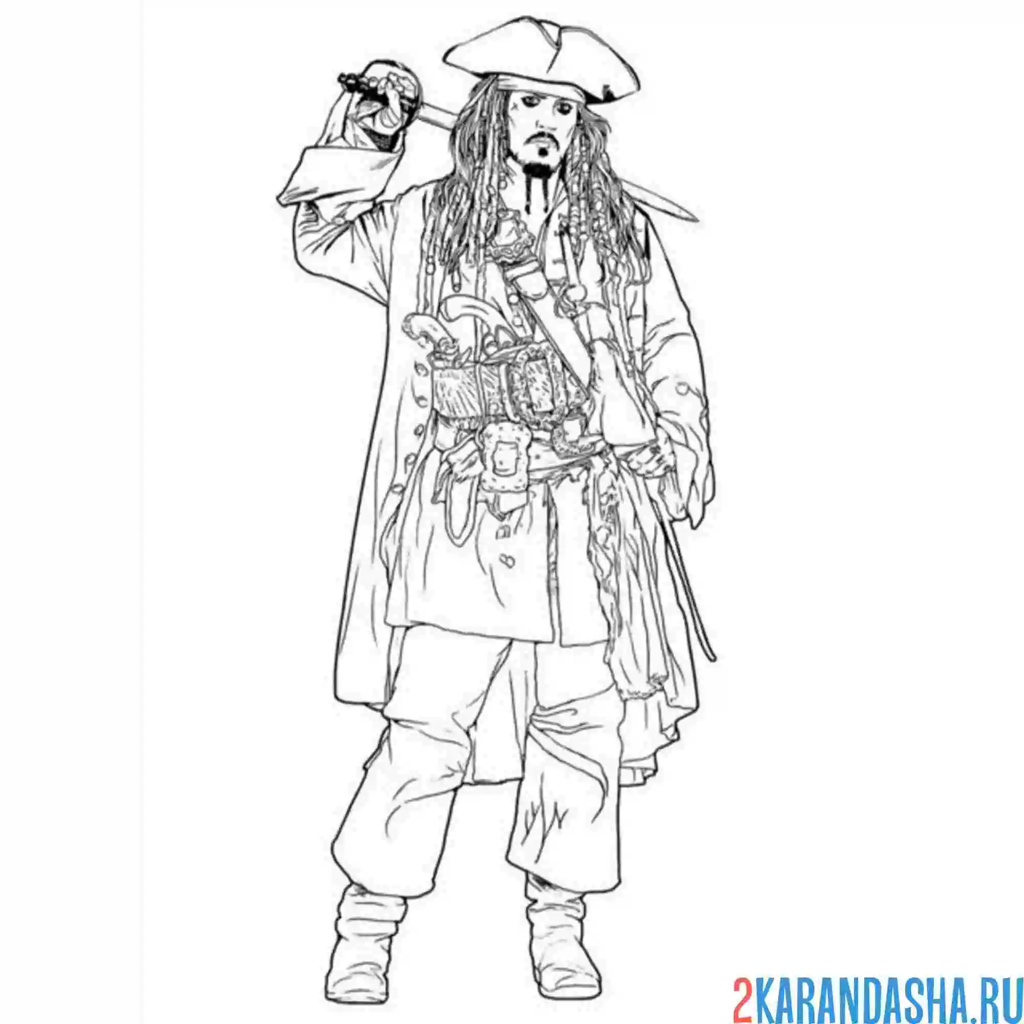 Раскраска капитан джек воробей