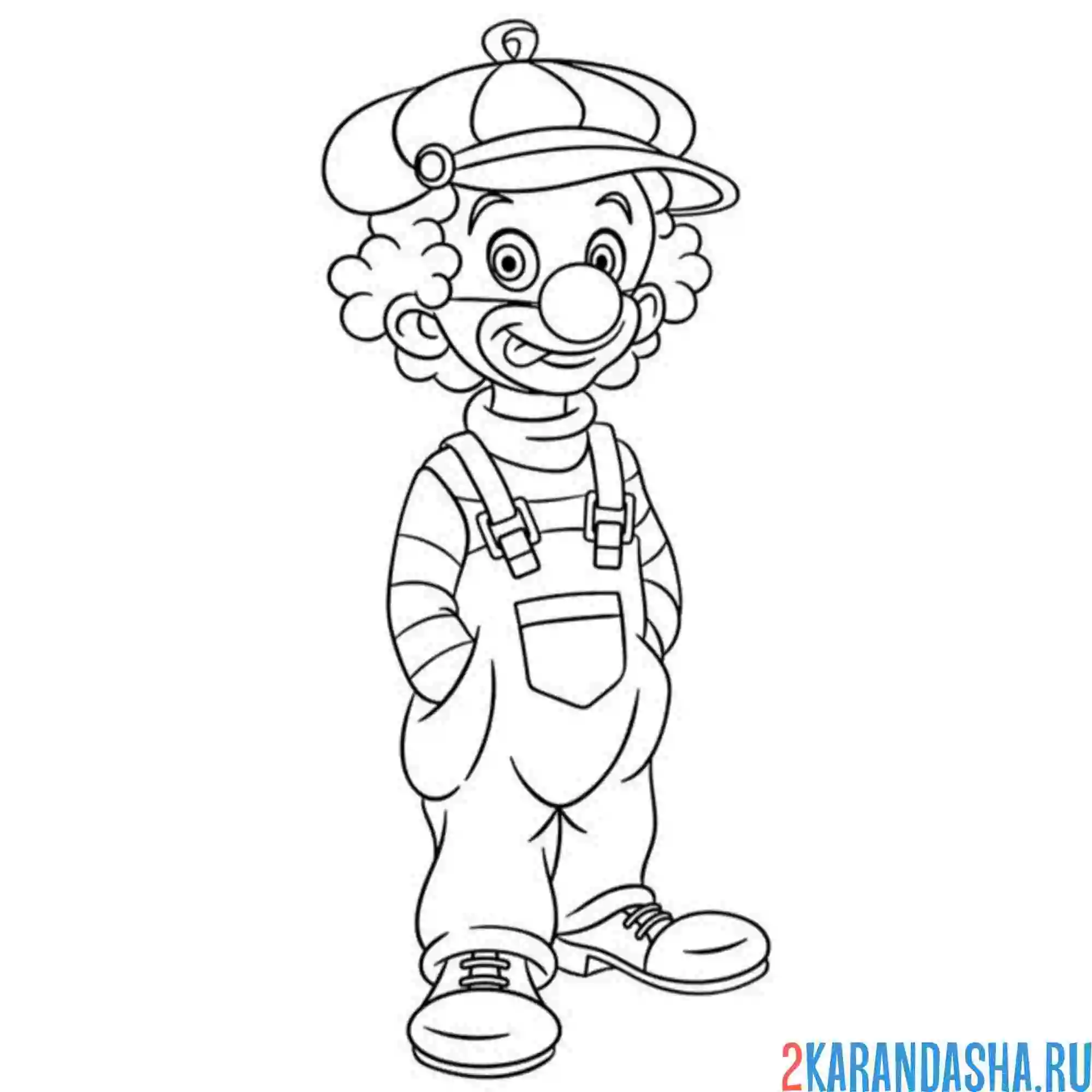 Раскраска клоун в кепке
