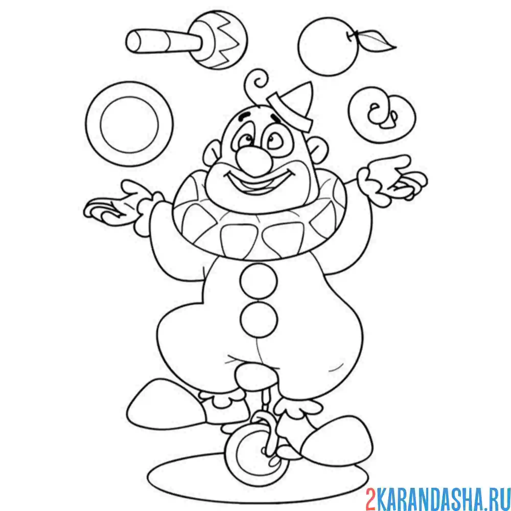 Раскраска жонглер клоун
