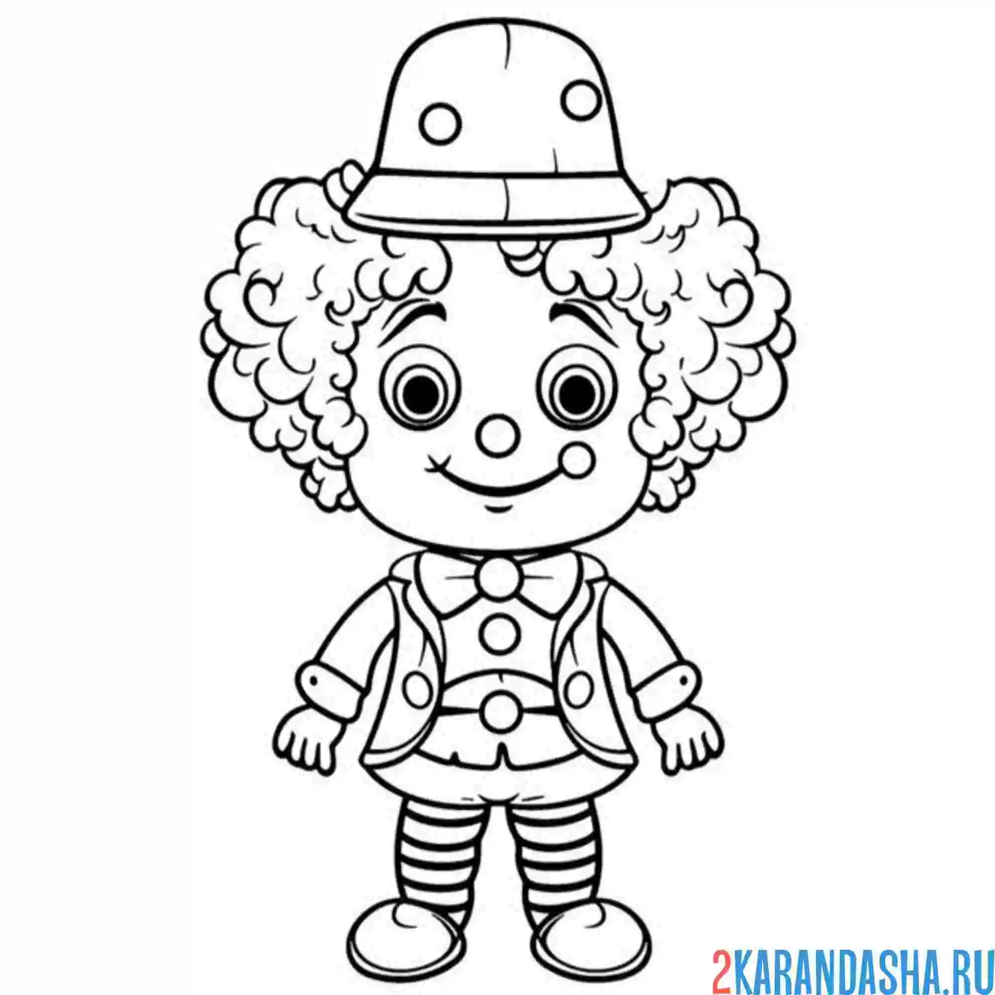 Раскраска клоун в шляпе