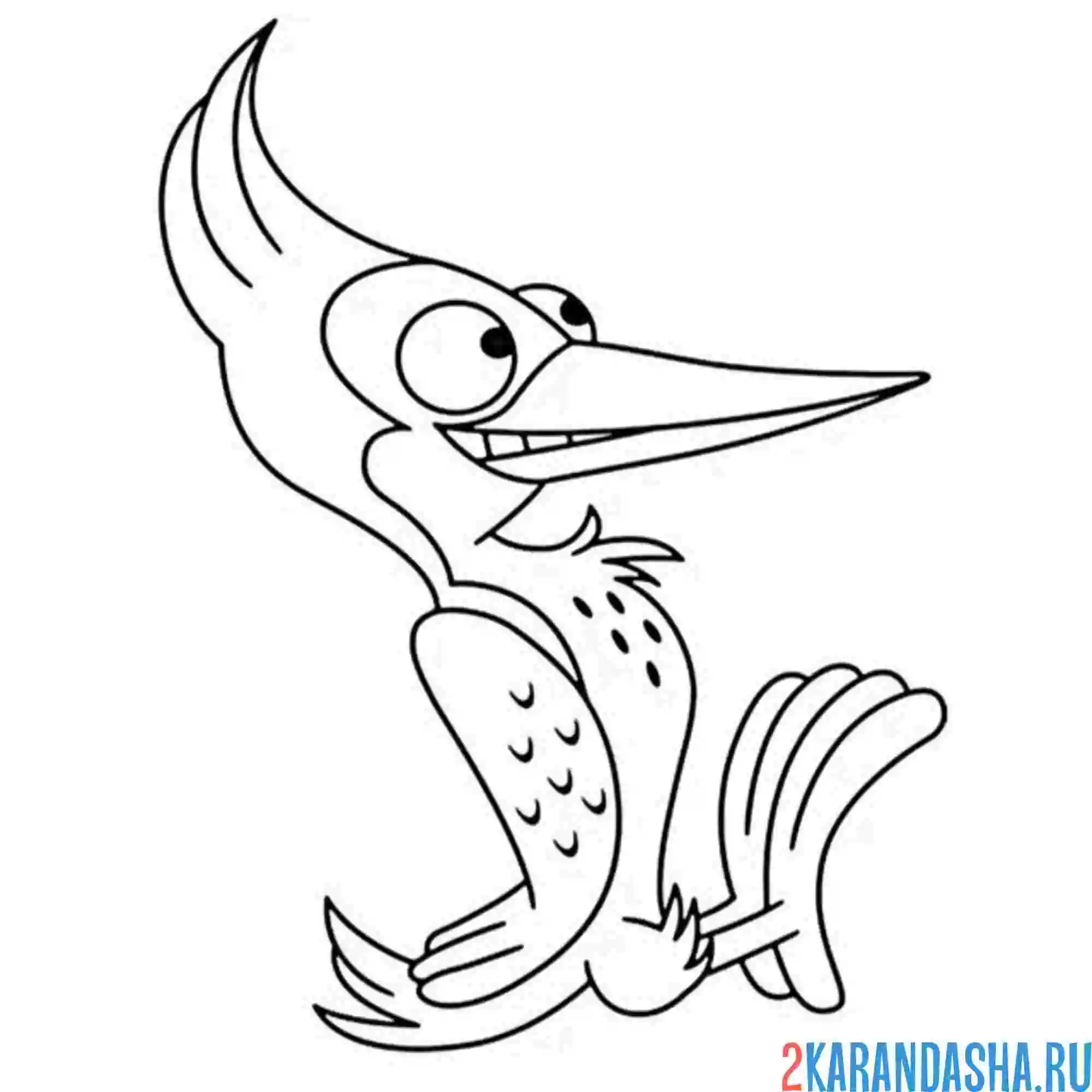 Раскраска смешной дятел