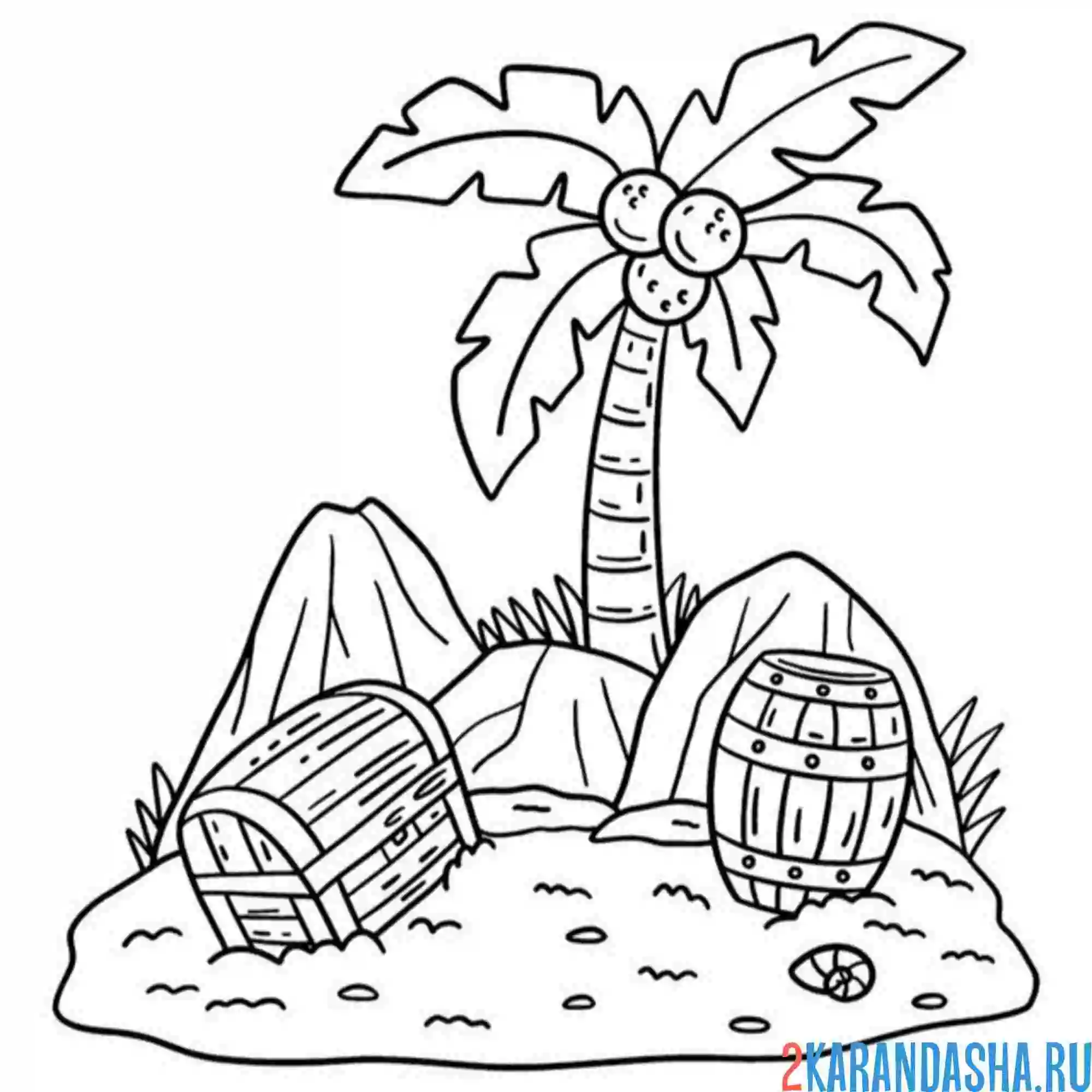 Раскраска сокровища на острове