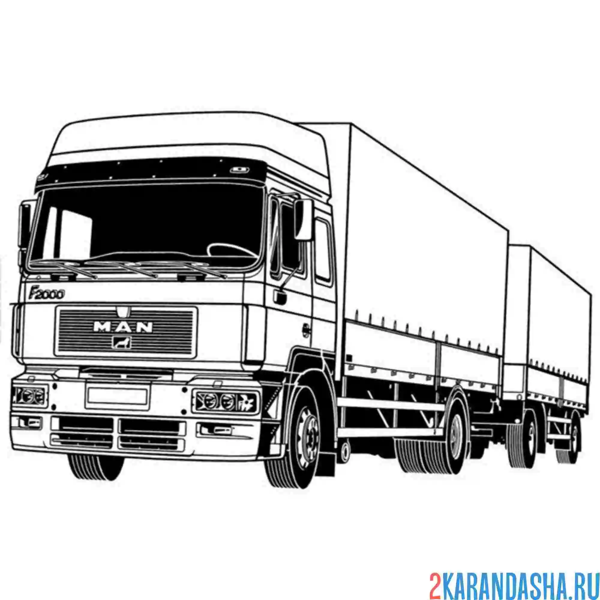 Раскраска man с двумя прицепами