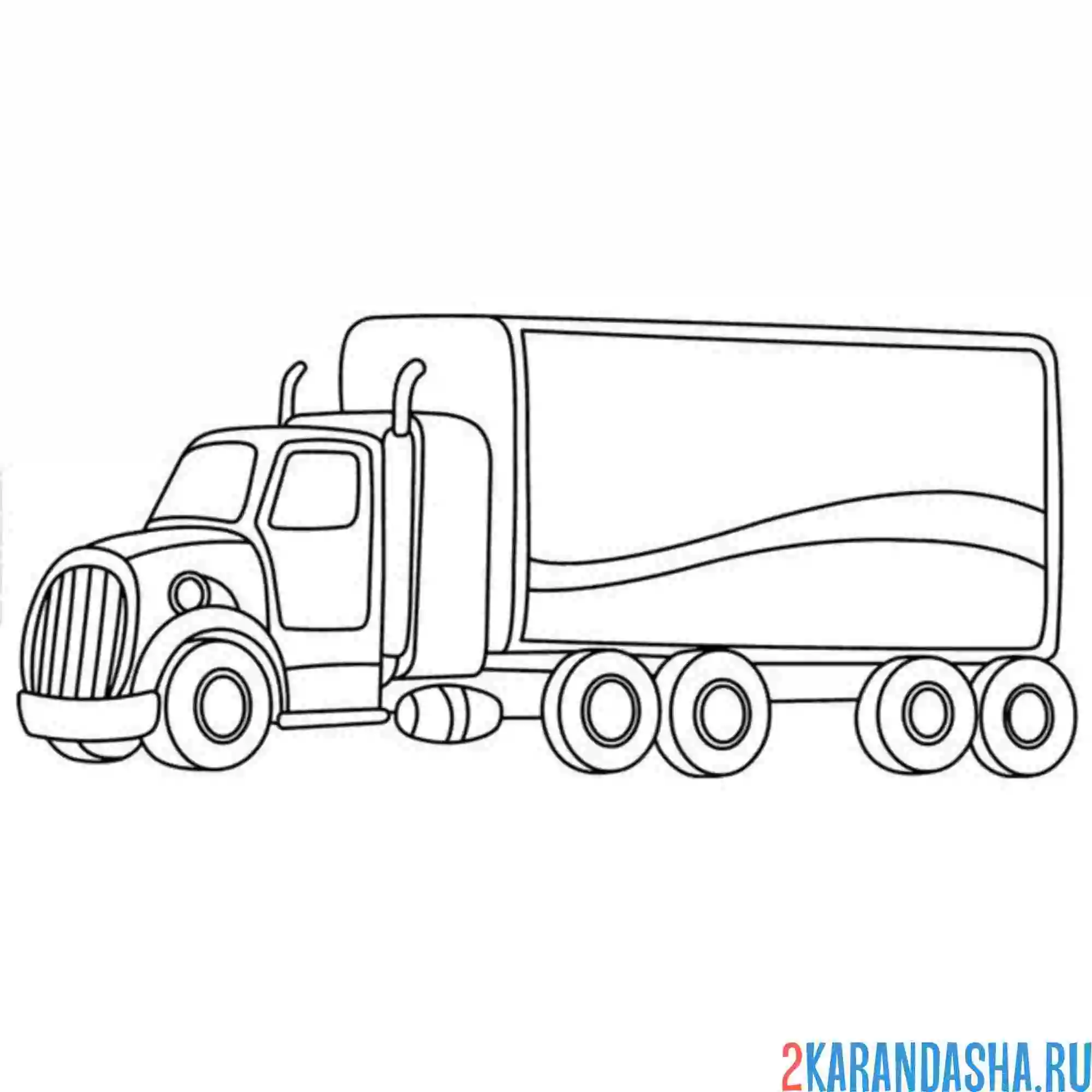 Раскраска тягач грузовик дальнобойщик