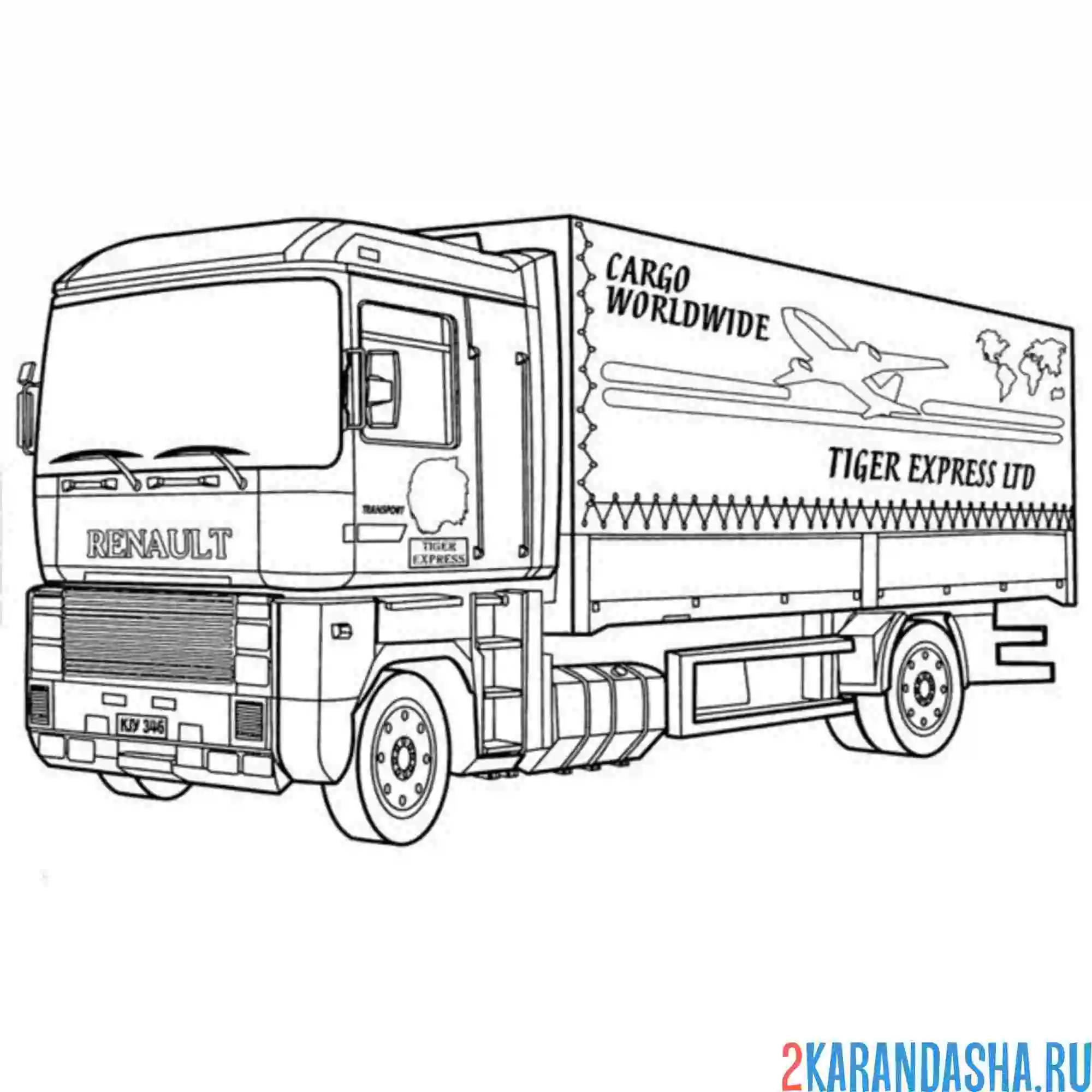 Раскраска рено большой грузовик