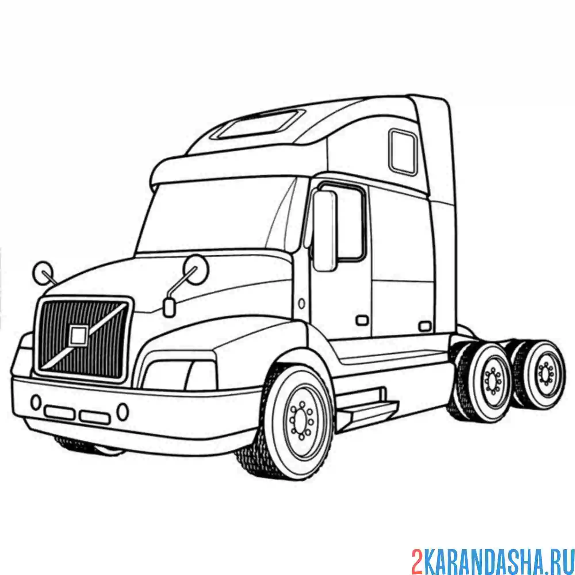 Раскраска грузовик без прицепа кабина