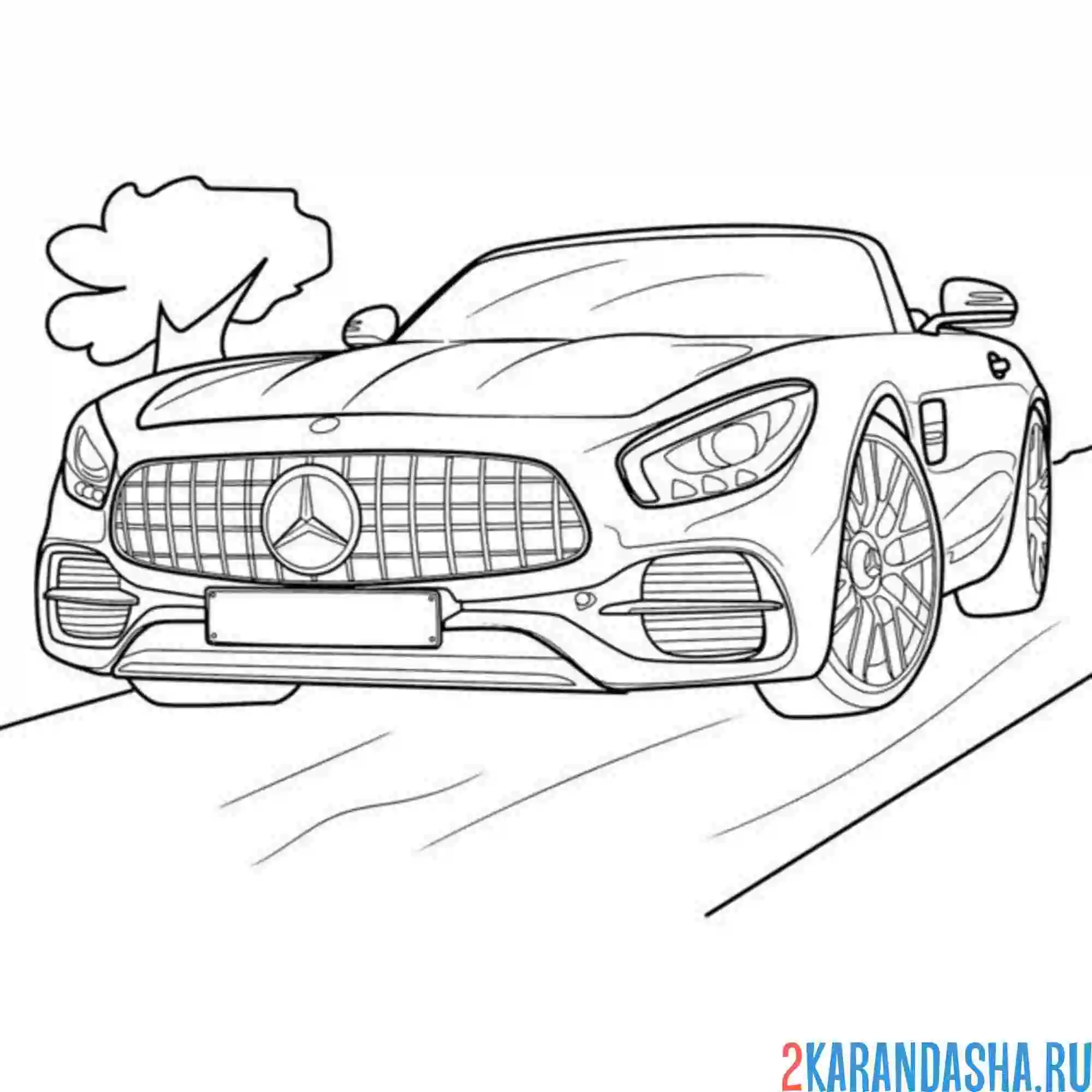 Раскраска мерседес на дороге