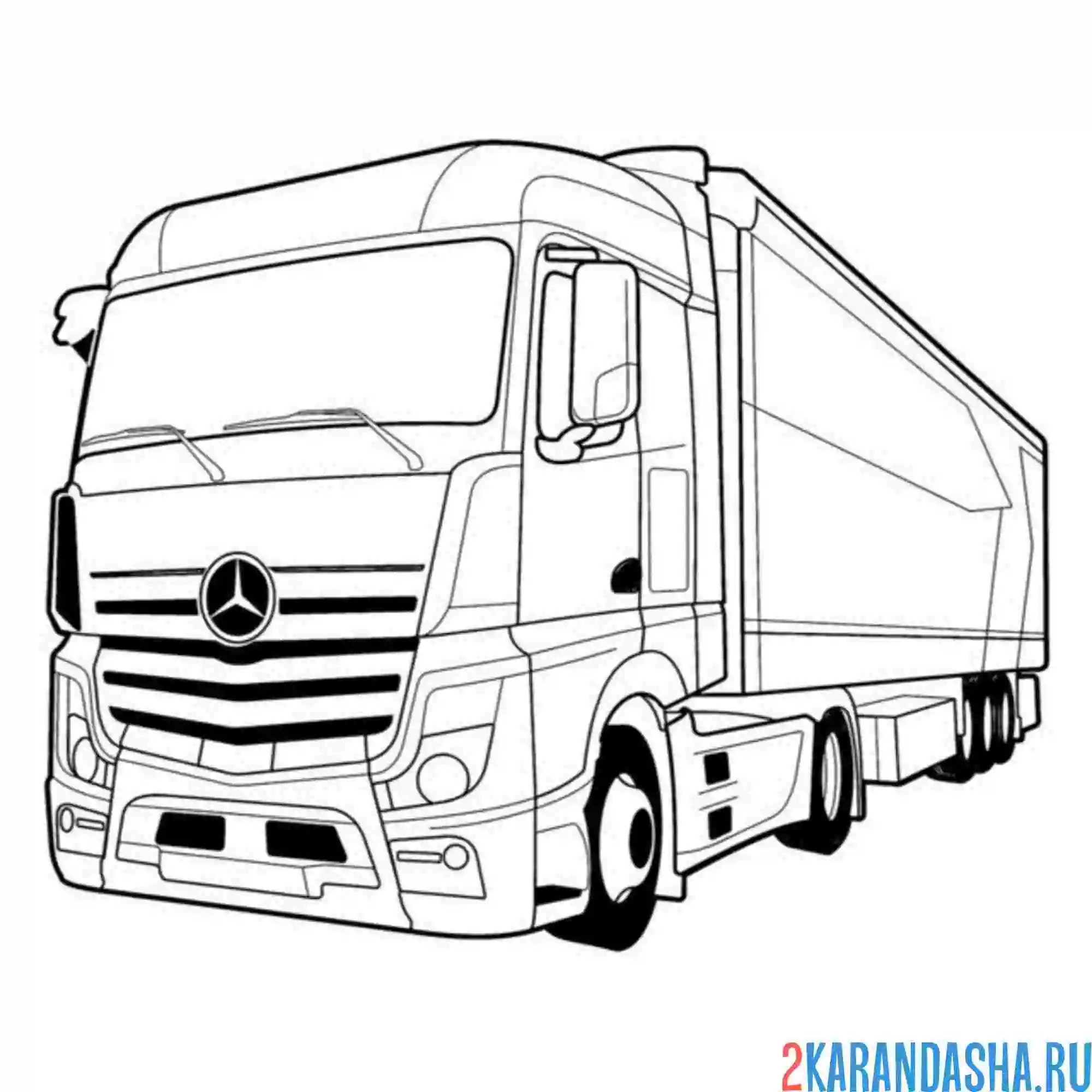 Раскраска грузовик мерседес