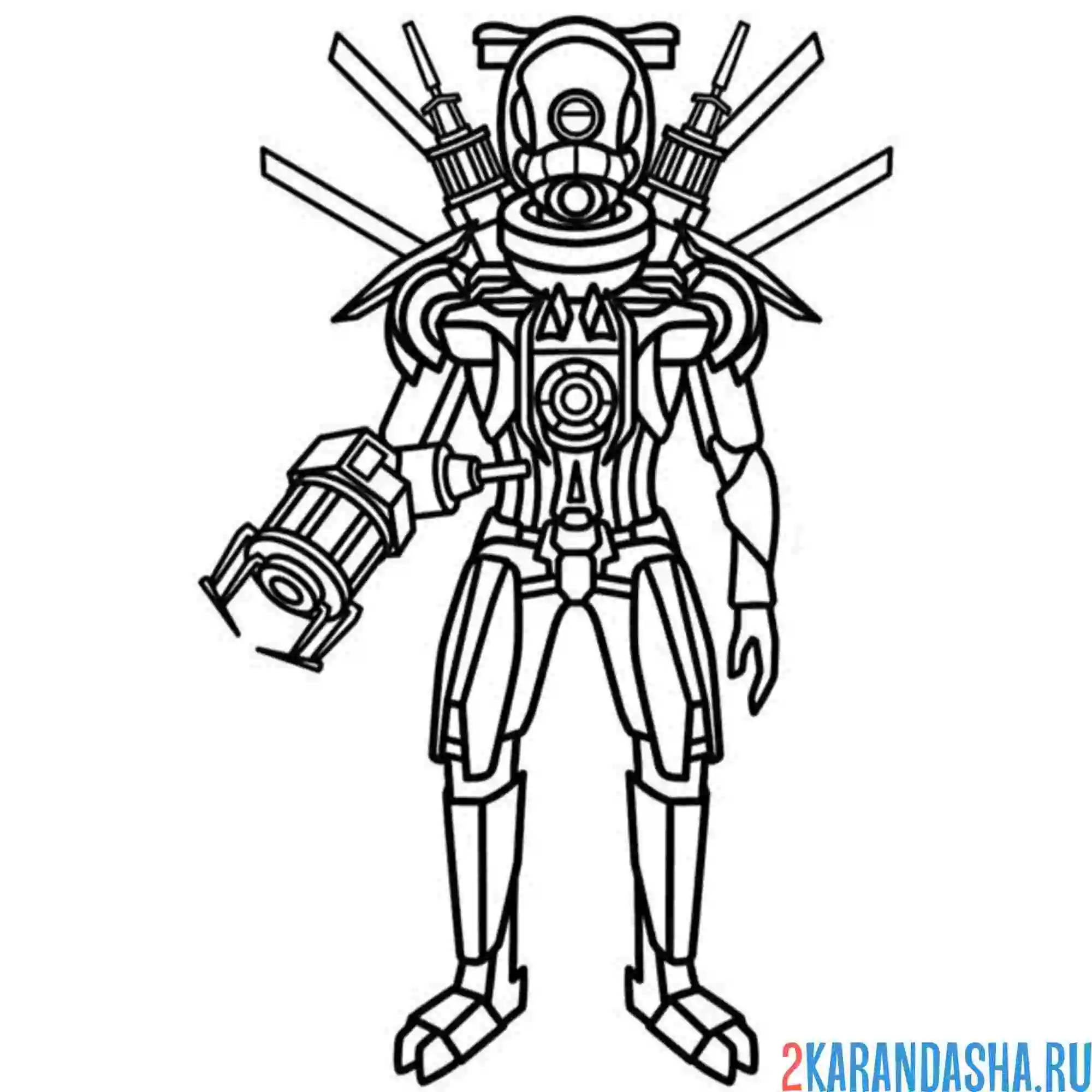 Раскраска malware скибиди туалет