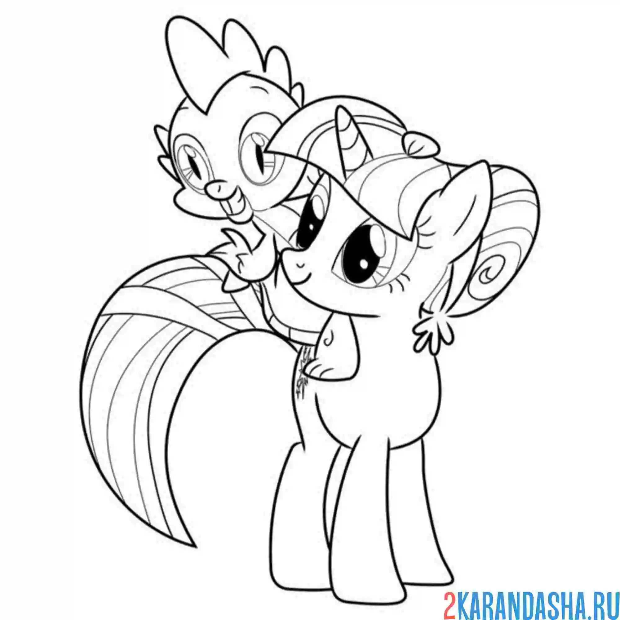 Раскраска сумеречная искорка и спайк