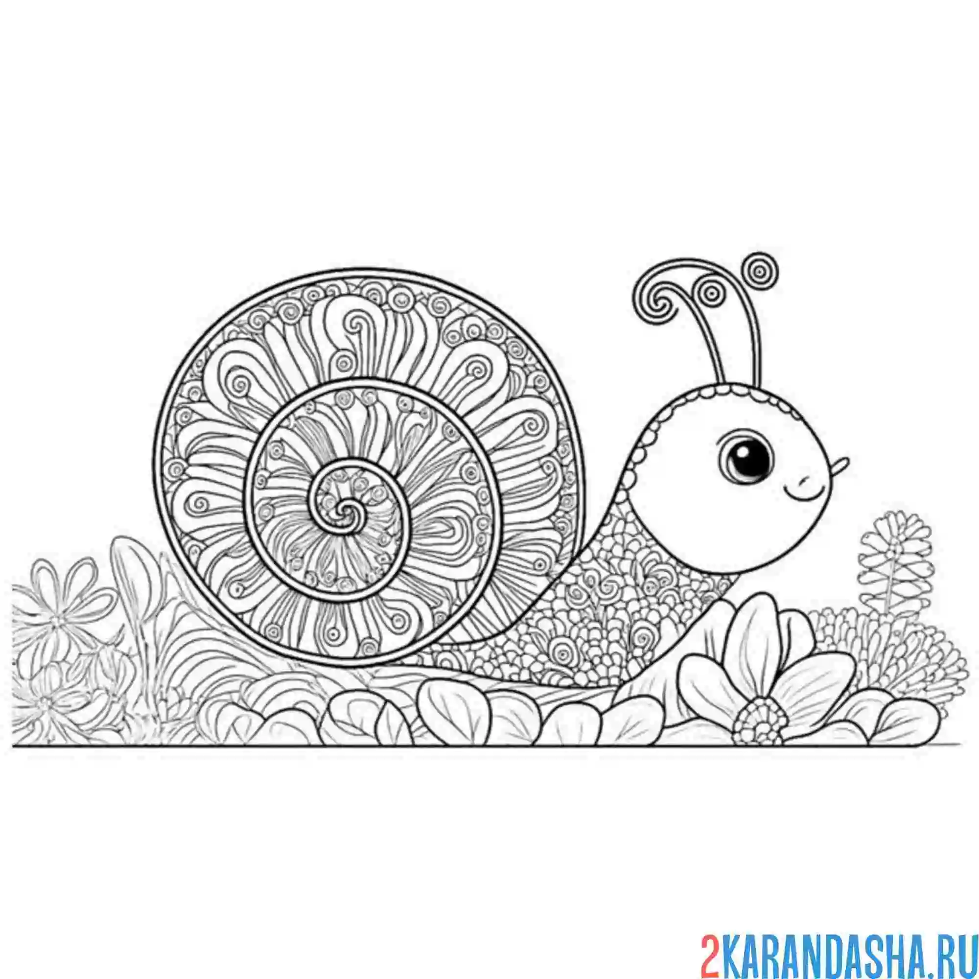 Раскраска антистресс улитка