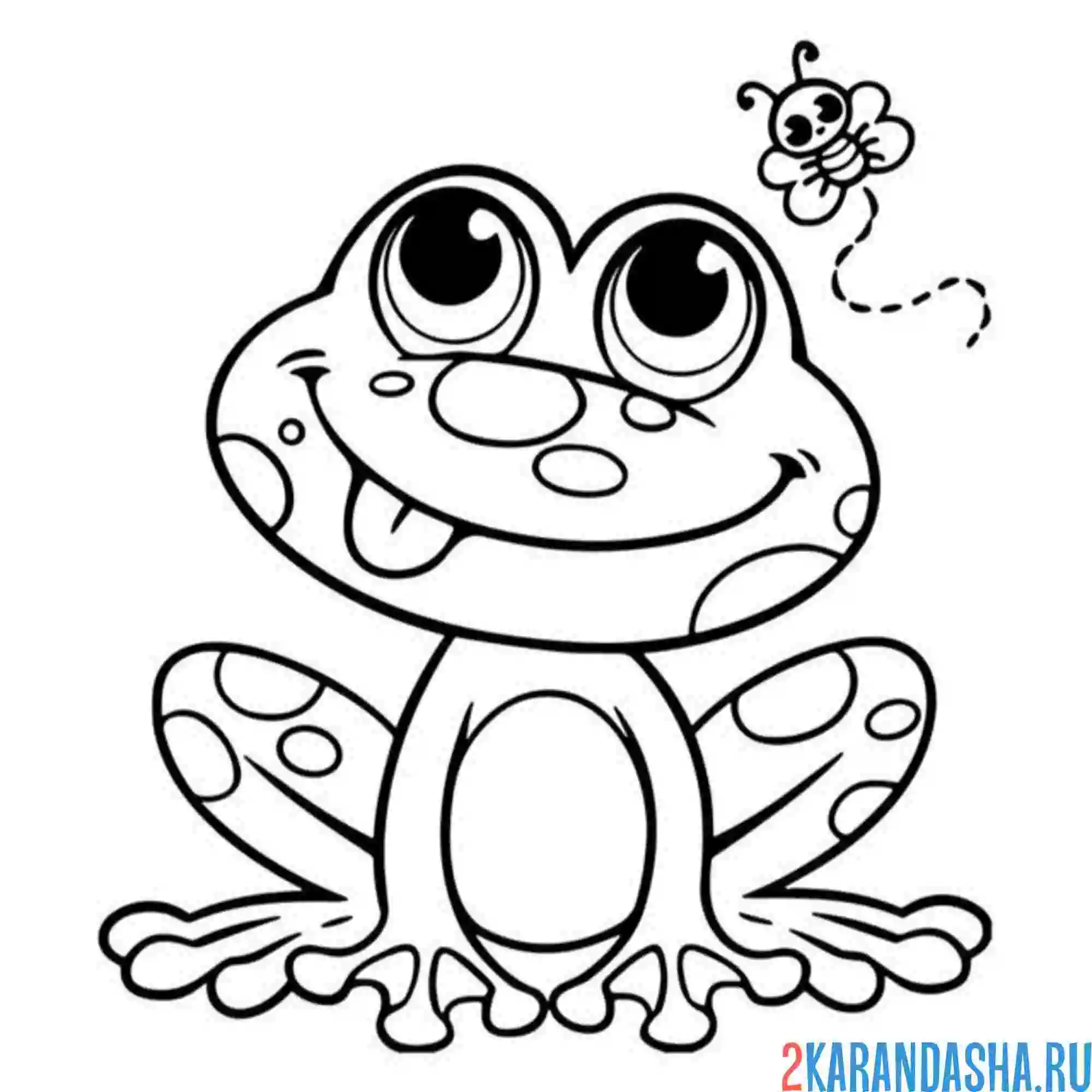 Раскраска милая лягушка и букашка