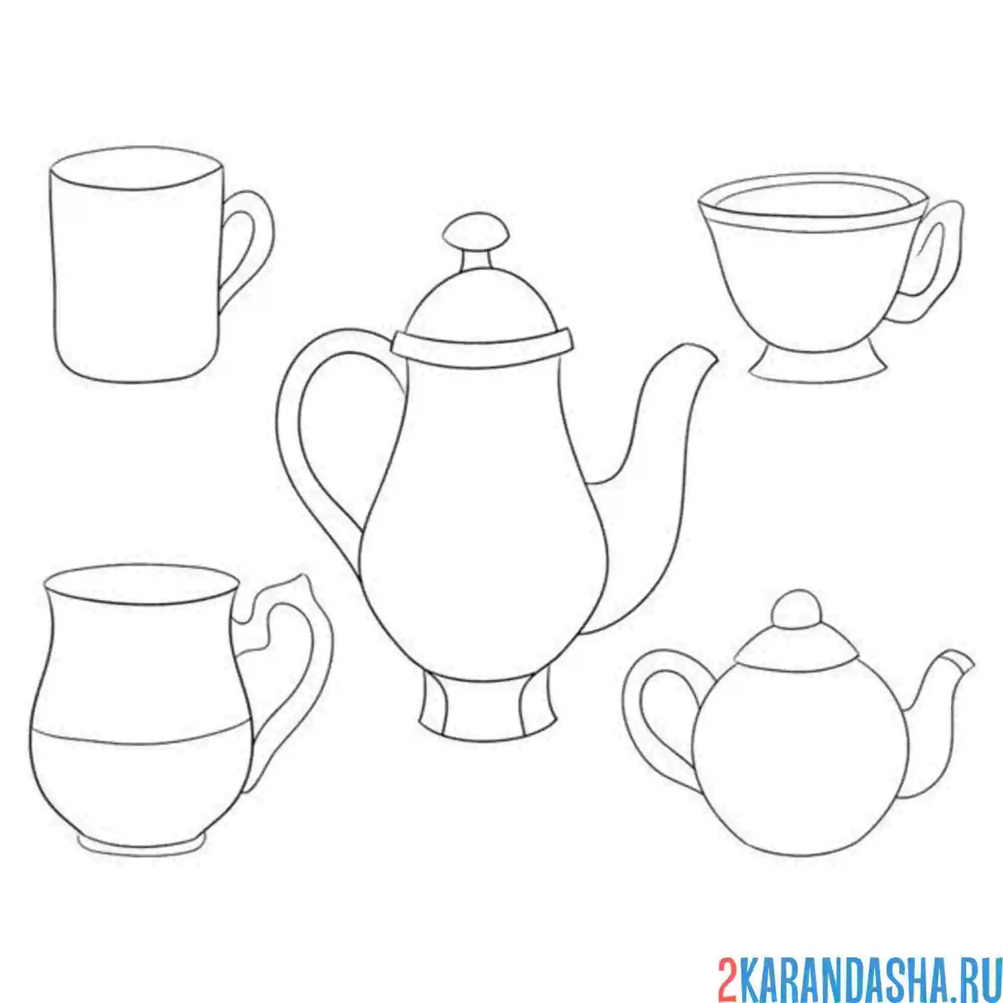 Раскраска посуда для кофе